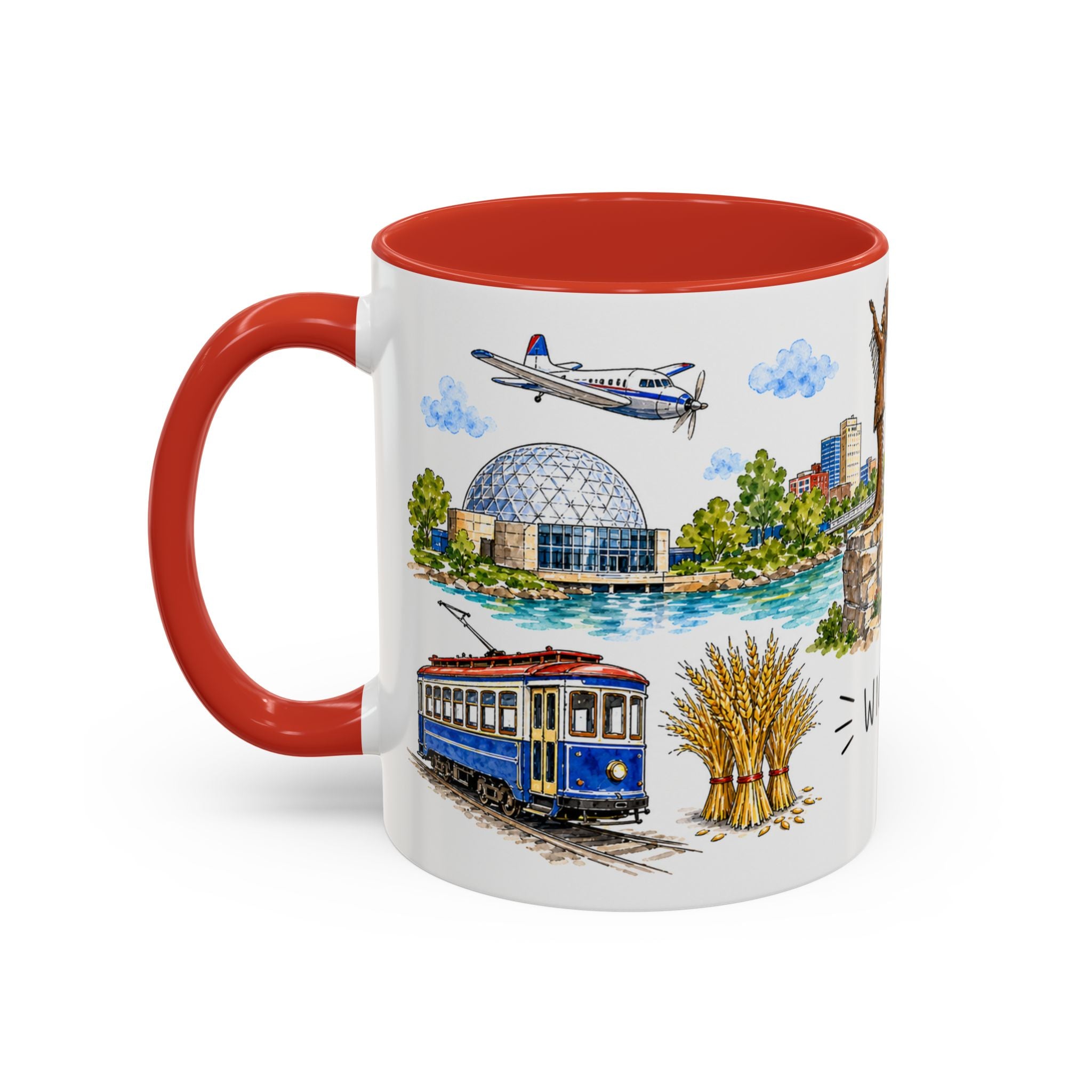 Wichita Illustrated Travel Mug | City Souvenir Accent Coffee Mug | 11oz 15oz Ceramic Cup