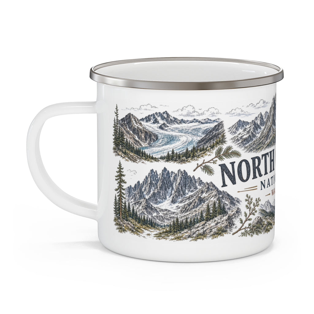 North Cascades National Park Vintage Enamel Camping Mug | 12oz National Park Hiking Gift