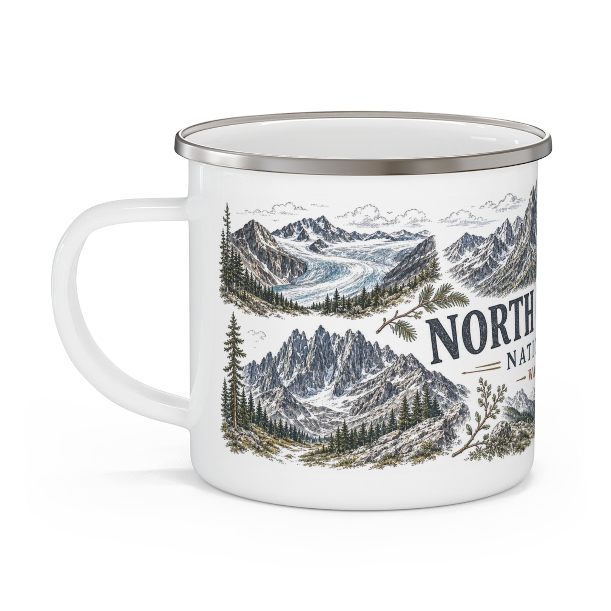 North Cascades National Park Vintage Enamel Camping Mug | 12oz National Park Hiking Gift