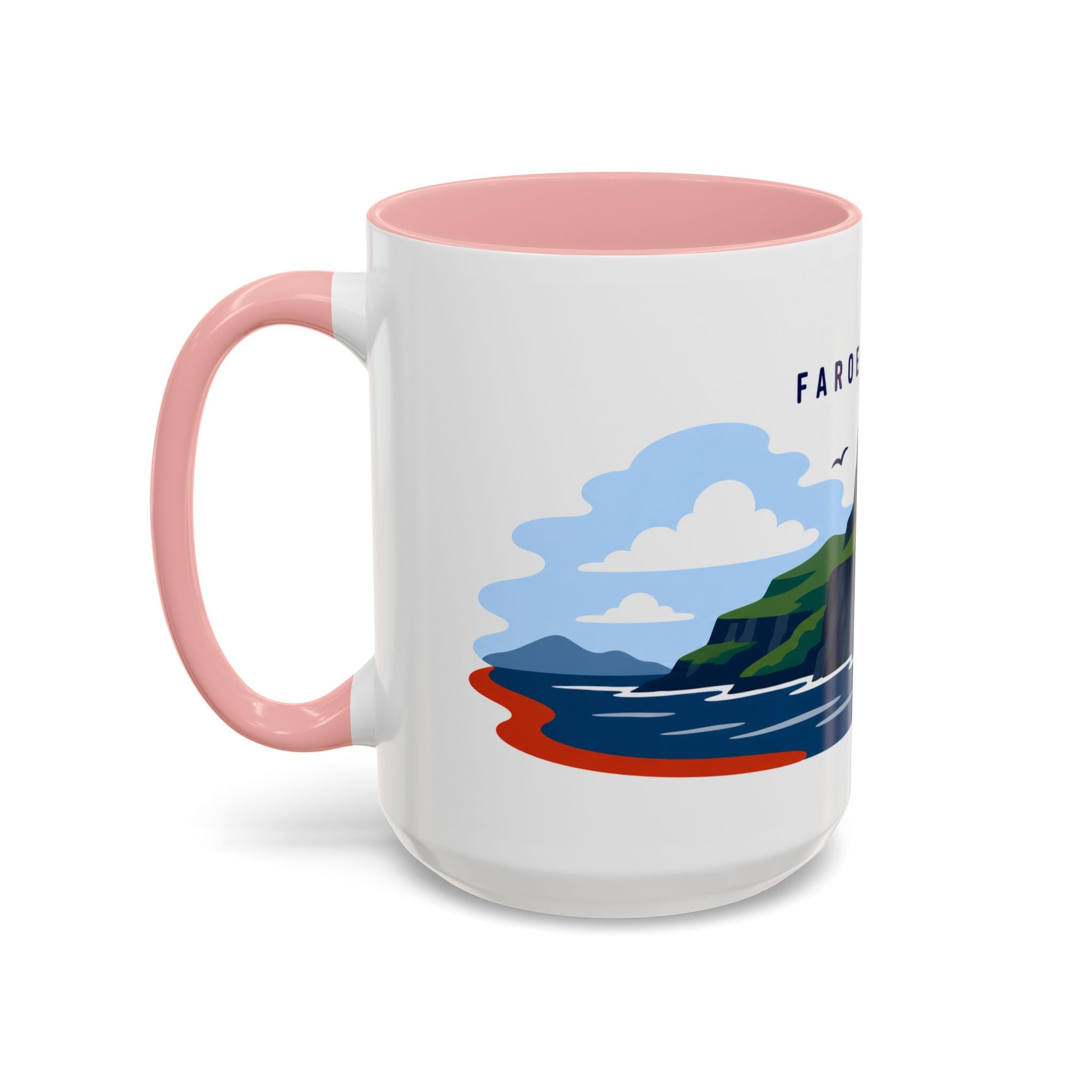 Faroe Islands Coffee Mug | Travel Destination Souvenir Gift | Accent Color Ceramic 11oz 15oz