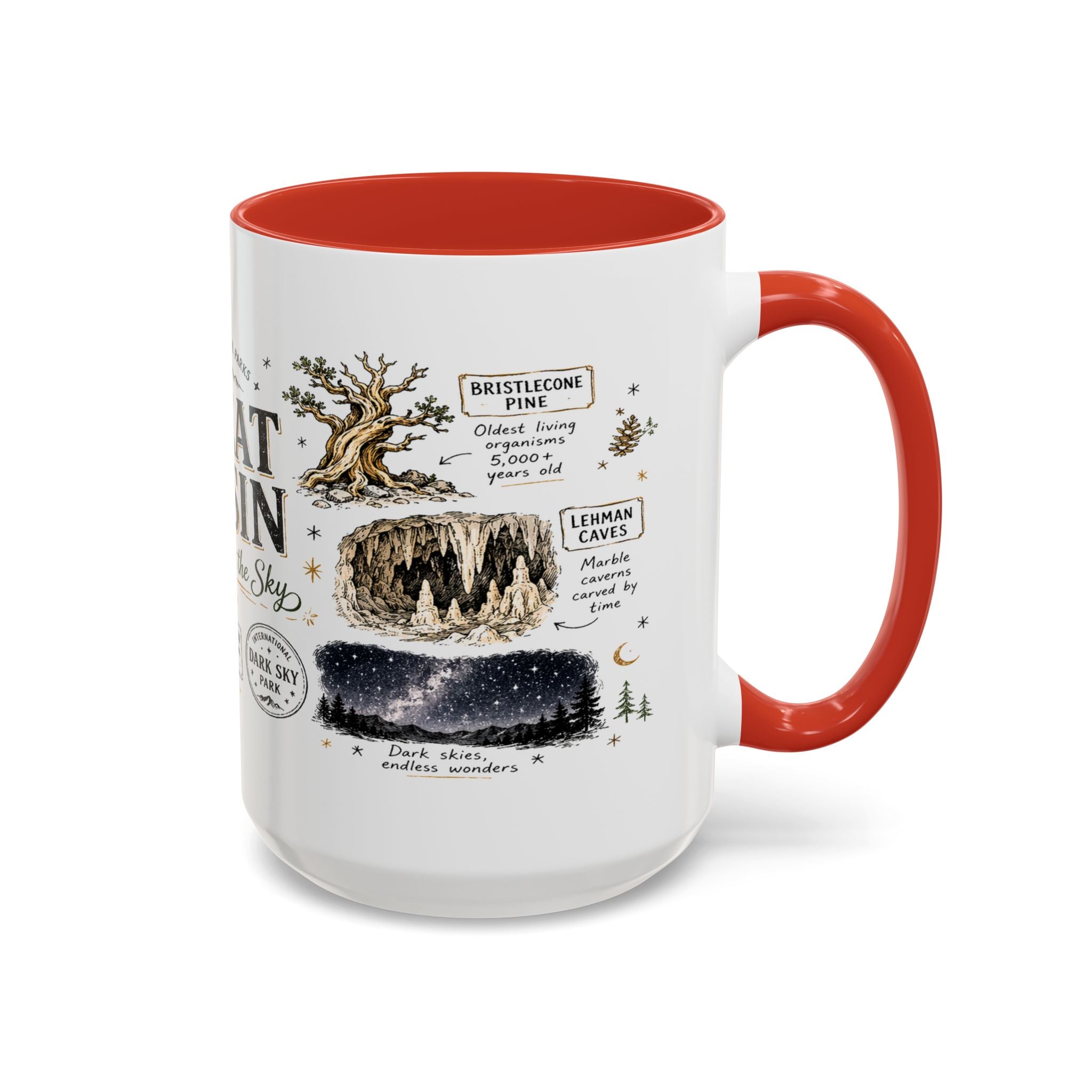 Great Basin National Park Coffee Mug | Nevada Desert Stargazing Hiking Gift | Accent Color Ceramic 11oz 15oz