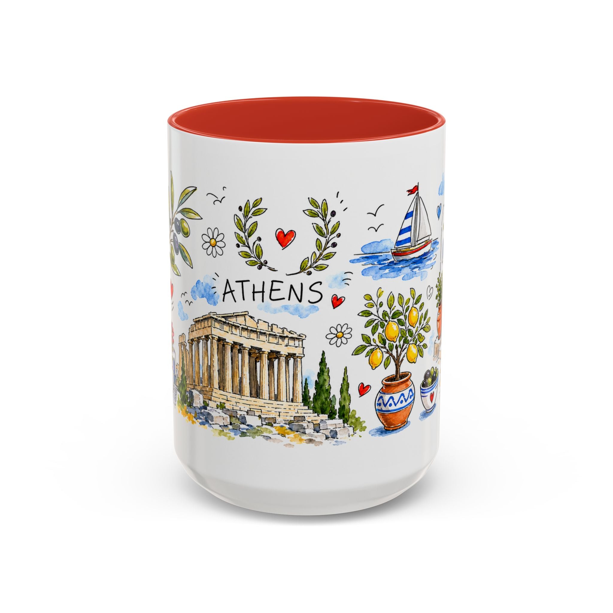 Athens Travel Mug | European City Souvenir Accent Coffee Mug | 11oz 15oz Ceramic Cup