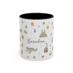 Barcelona Christmas Mug | Watercolor City Souvenir, Ceramic Coffee Cup (11oz/15oz)