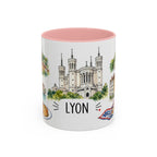 Lyon Illustrated Travel Mug | City Souvenir Accent Coffee Mug | 11oz 15oz Ceramic Cup