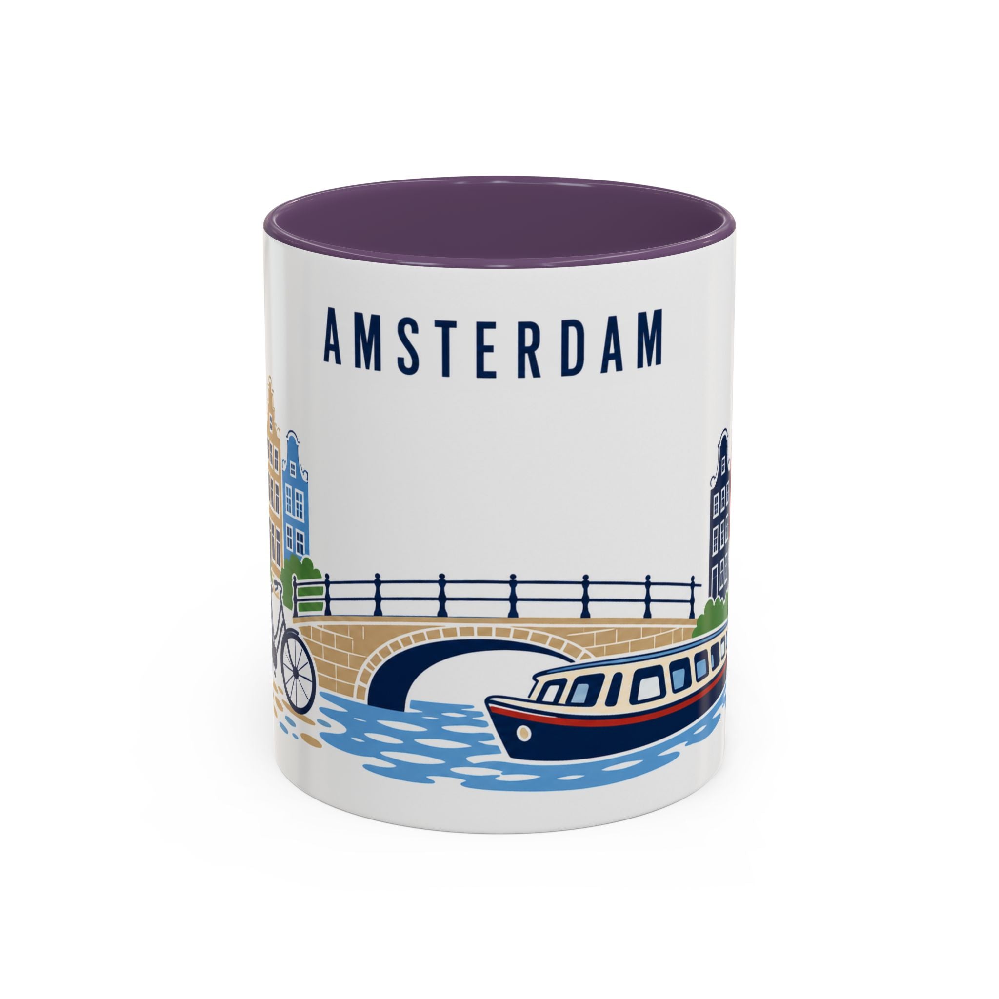 Amsterdam Coffee Mug | Netherlands Travel Souvenir | Porcelain Decal City Gift | 11oz 15oz Accent Mug