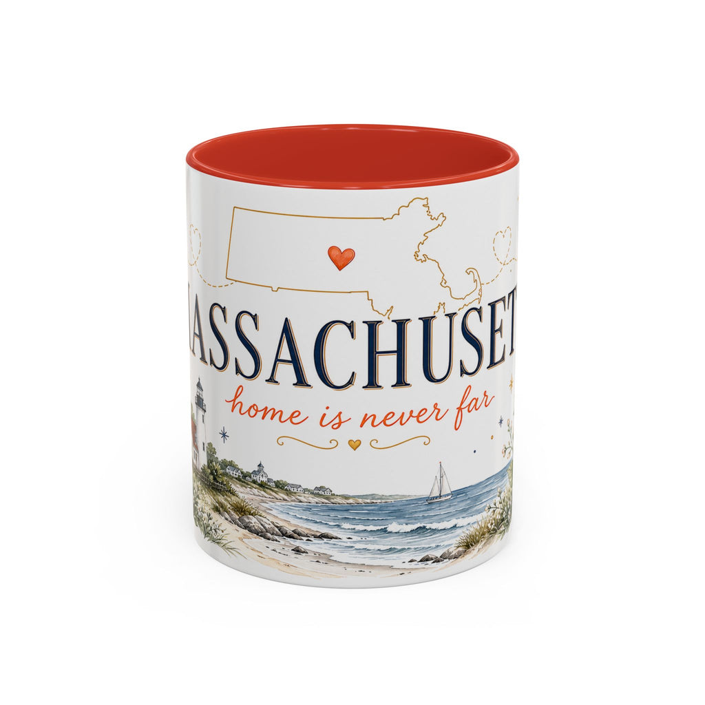 Massachusetts State Map Mug | Coastal Scene, Botanical Accents (11oz, 15oz)