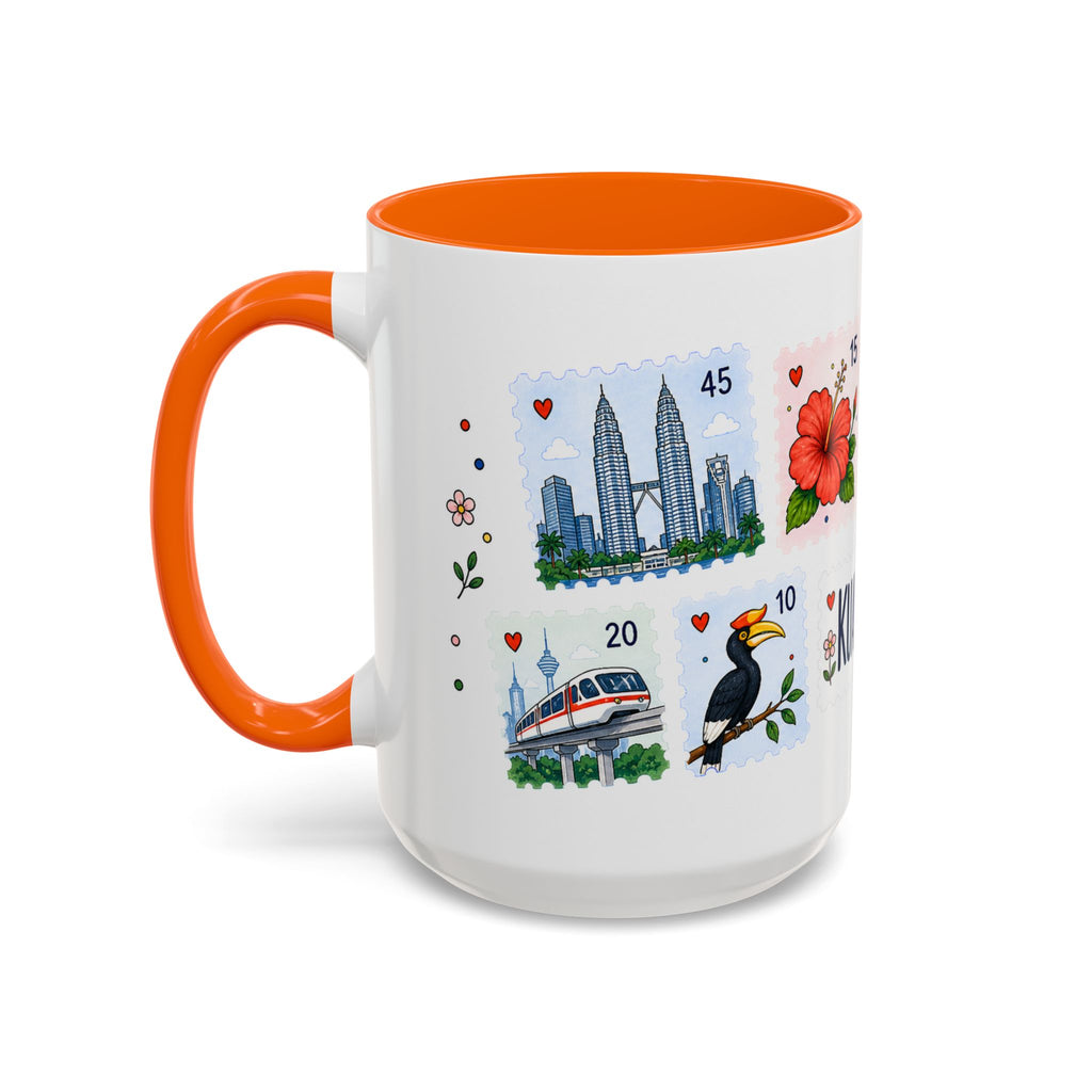 Kuala Lumpur Coffee Mug | Postage Stamp Collage Mug | Travel Souvenir Accent Cup 11oz 15oz