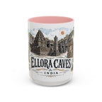 Ellora Caves Mug, India Travel Souvenir, Bucket List Gift, Accent Ceramic Coffee Mug 11oz 15oz