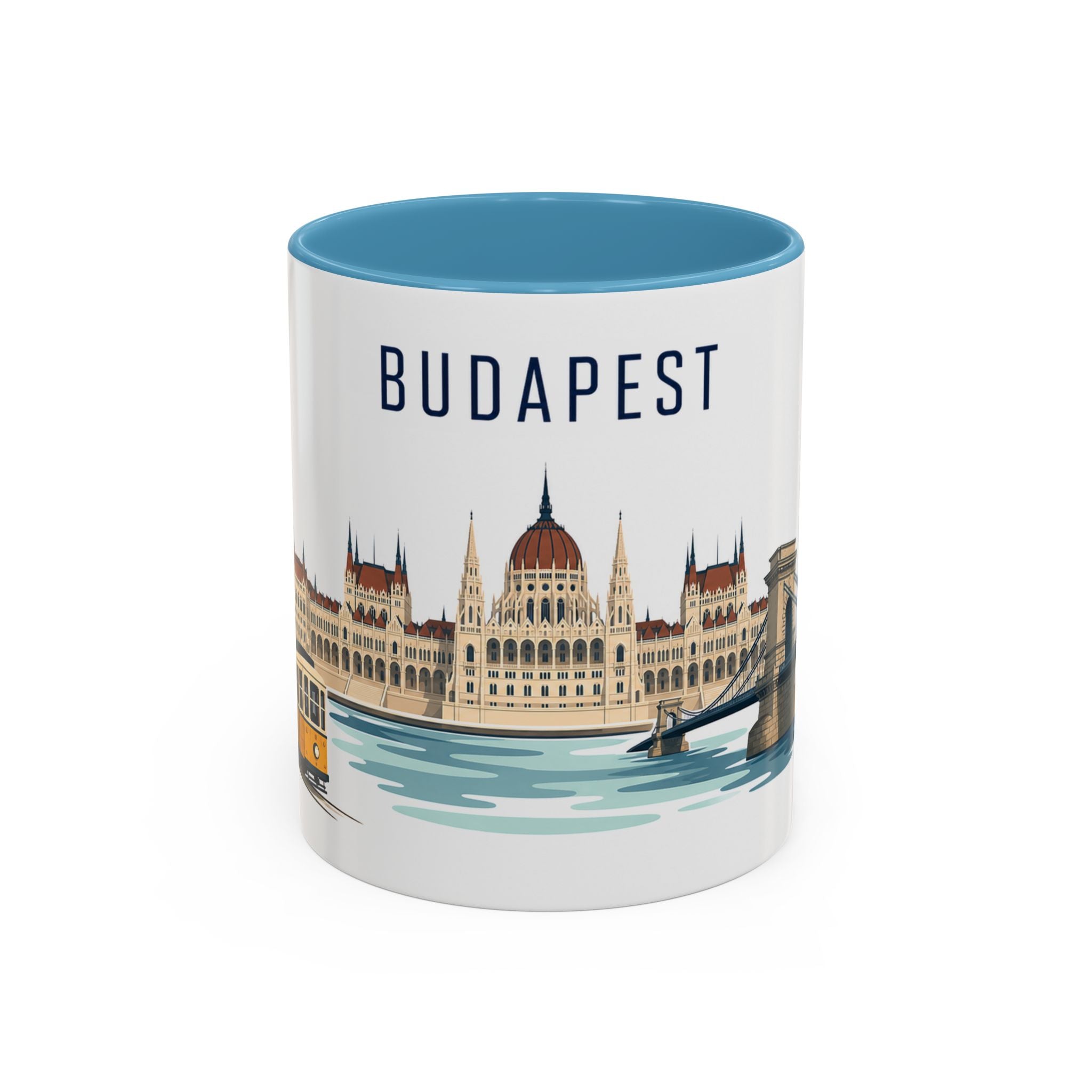 Budapest Coffee Mug | Hungary Travel Souvenir | Porcelain Decal City Gift | 11oz 15oz Accent Mug