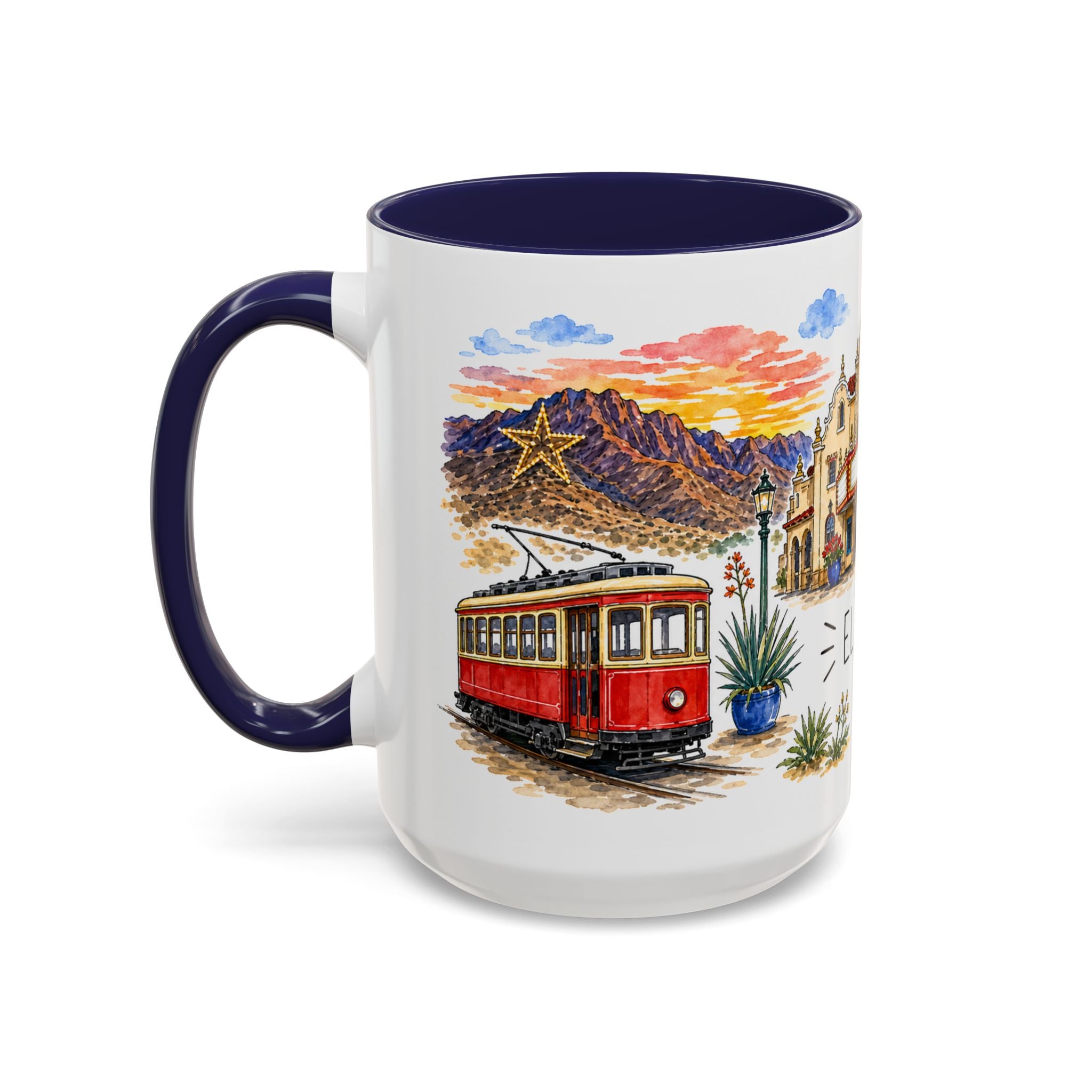 El Paso Illustrated Travel Mug | City Souvenir Accent Coffee Mug | 11oz 15oz Ceramic Cup
