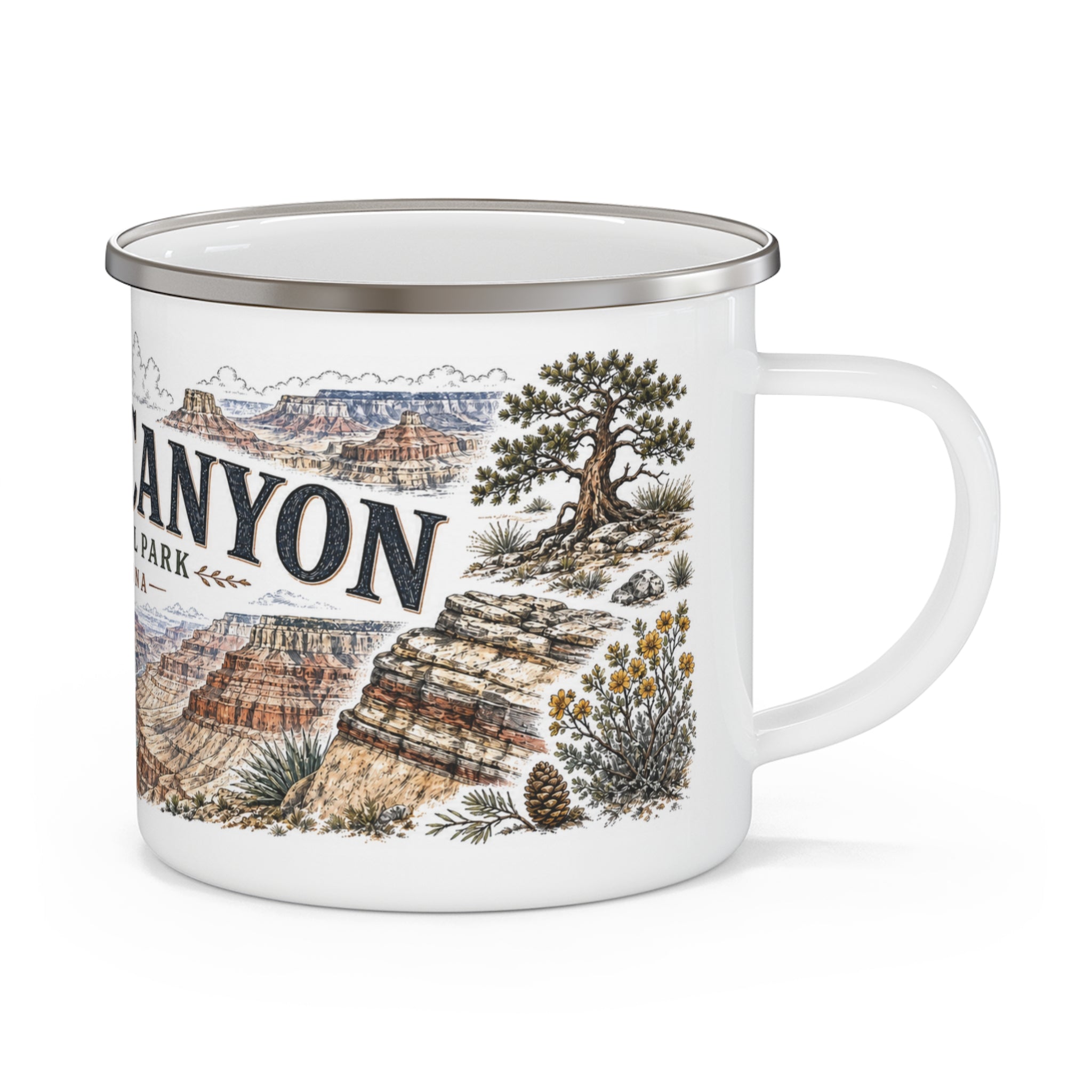 Grand Canyon National Park Vintage Enamel Camping Mug | 12oz National Park Hiking Gift