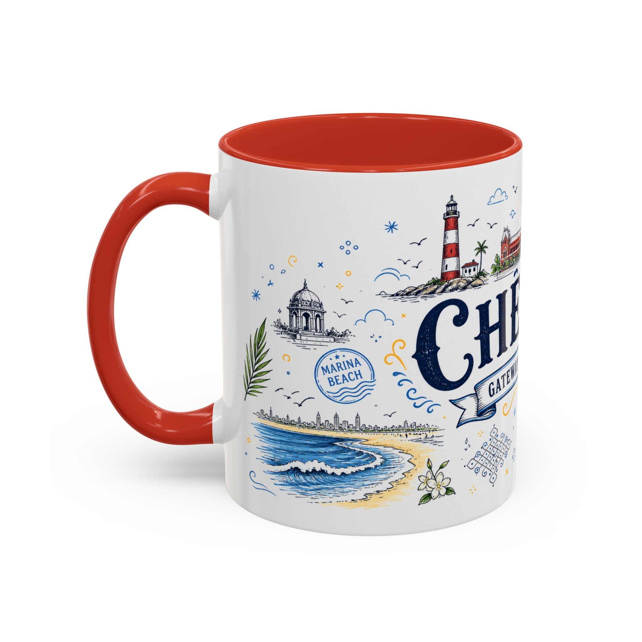 Chennai Coffee Mug | India Souvenir Travel Gift | Accent Color Ceramic 11oz 15oz