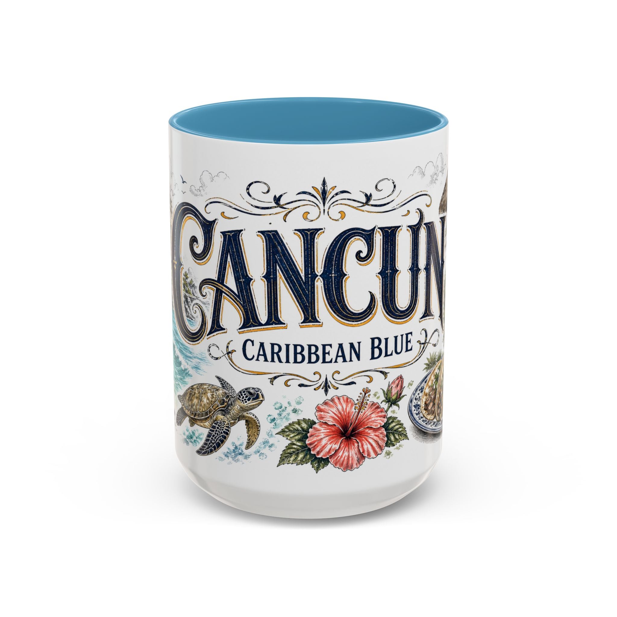 Cancun Coffee Mug | Mexico Travel Souvenir | Vintage Illustrated City Gift | 11 oz 15 oz Accent Mug