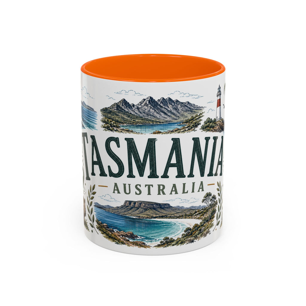 Tasmania Coffee Mug | Travel Destination Souvenir Gift | Accent Color Ceramic 11oz 15oz