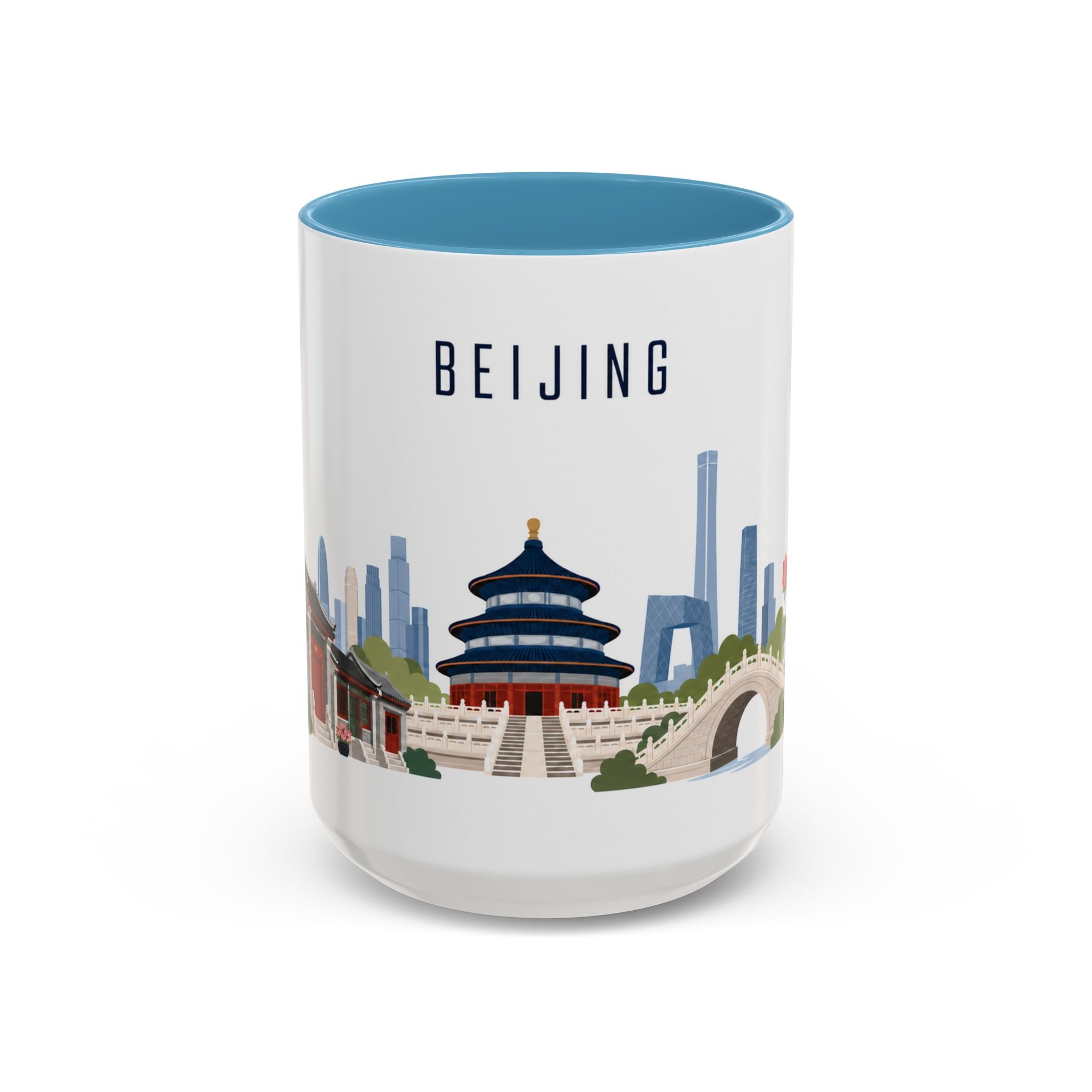 Beijing Coffee Mug | China Travel Souvenir | Porcelain Decal City Gift | 11oz 15oz Accent Mug