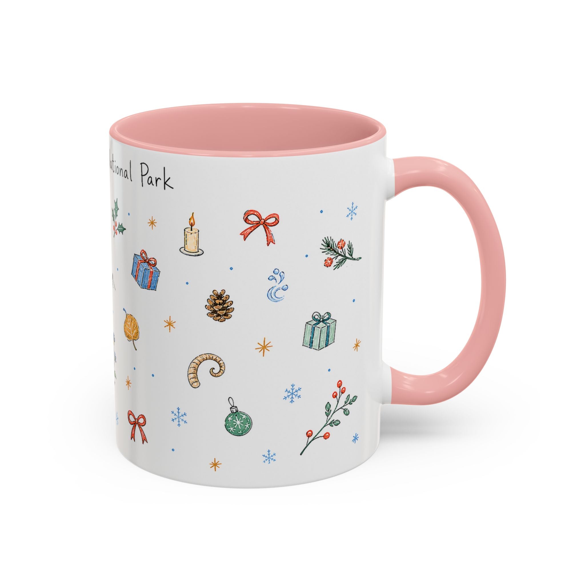 Rocky Mountain National Park Christmas Mug | Watercolor Travel Souvenir | Holiday Gift | Accent Ceramic Coffee Cup 11oz 15oz