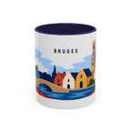 Bruges Coffee Mug | Travel Destination Souvenir Gift | Accent Color Ceramic 11oz 15oz