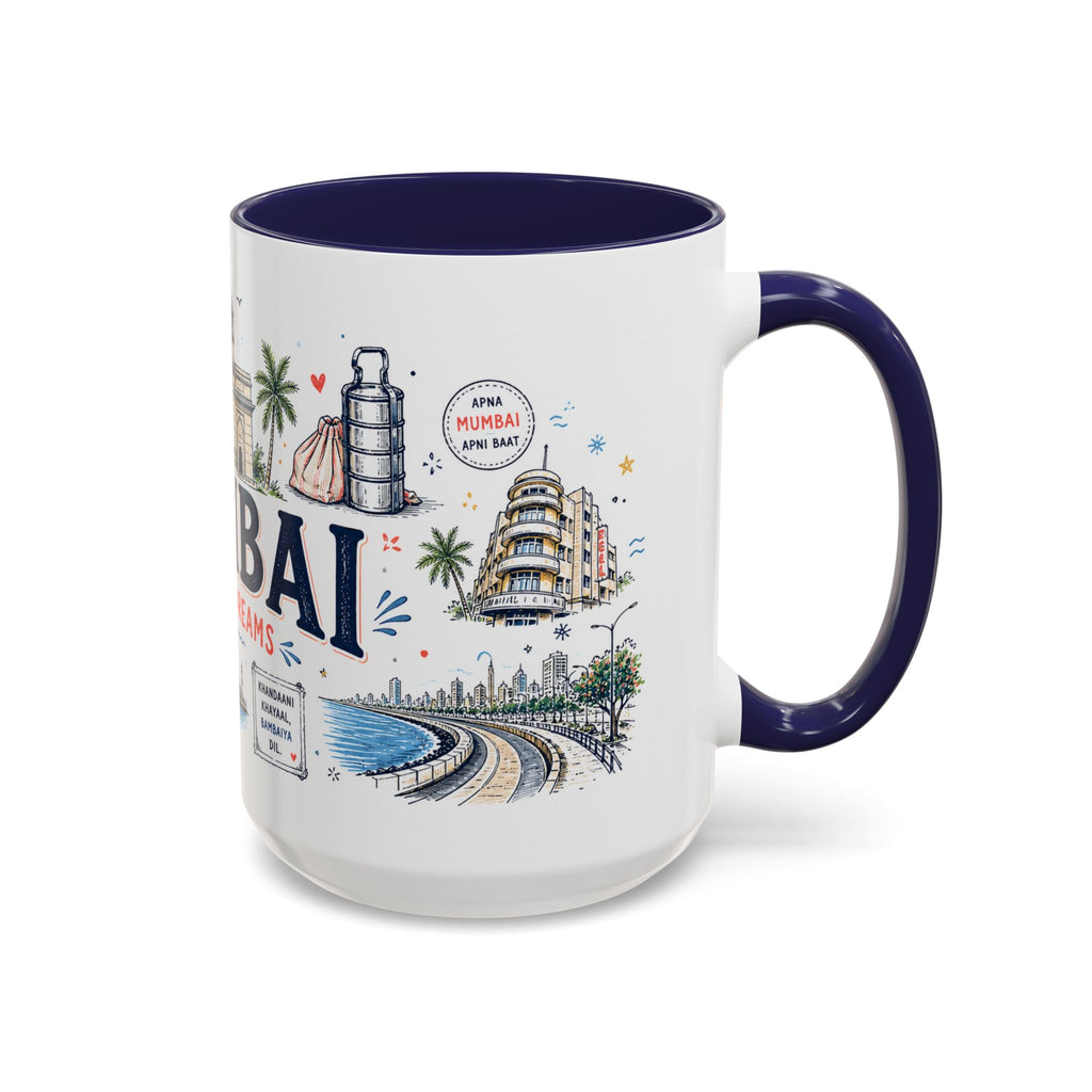 Mumbai Coffee Mug | India Souvenir Travel Gift | Accent Color Ceramic 11oz 15oz
