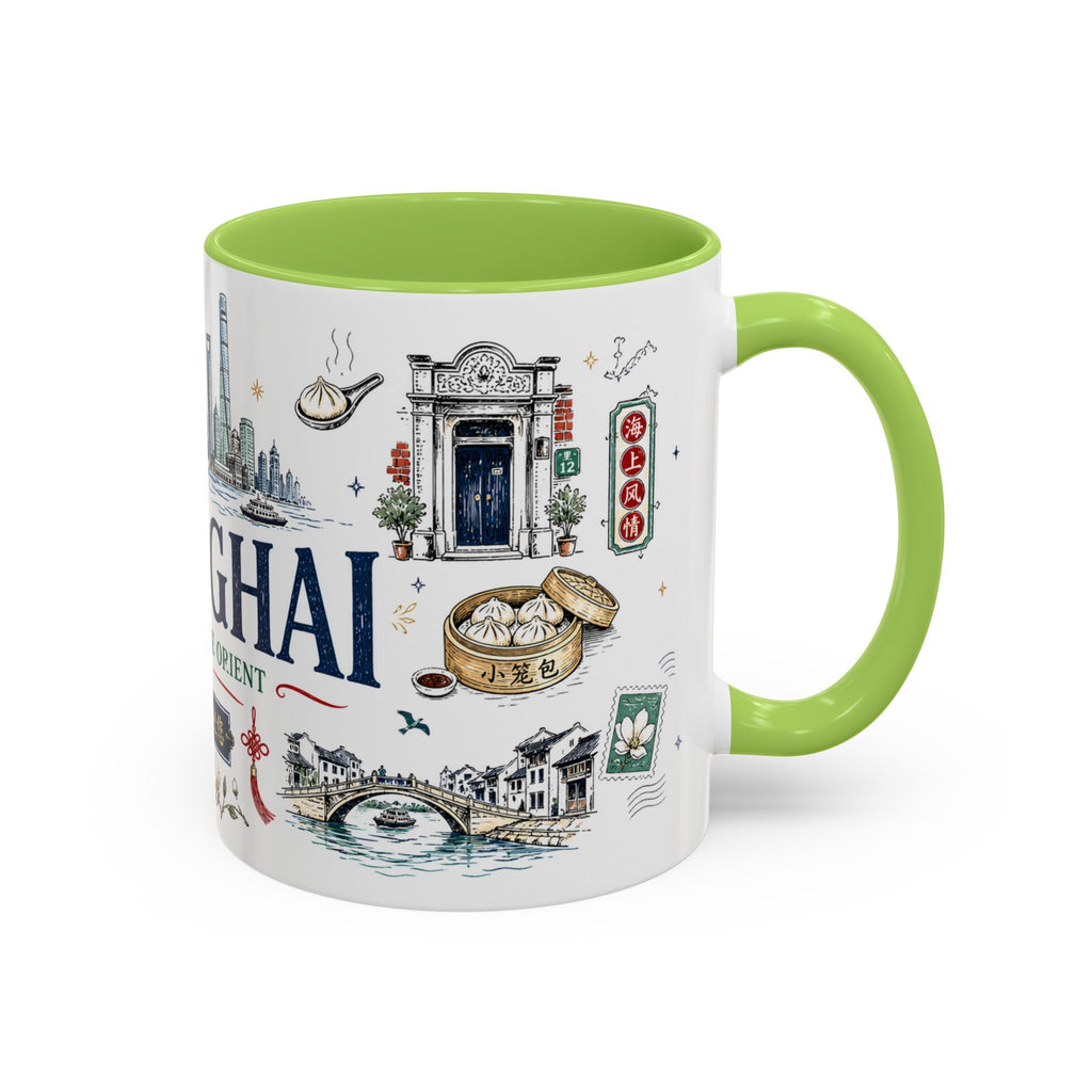 Shanghai Coffee Mug | China Souvenir Travel Gift | Accent Color Ceramic 11oz 15oz