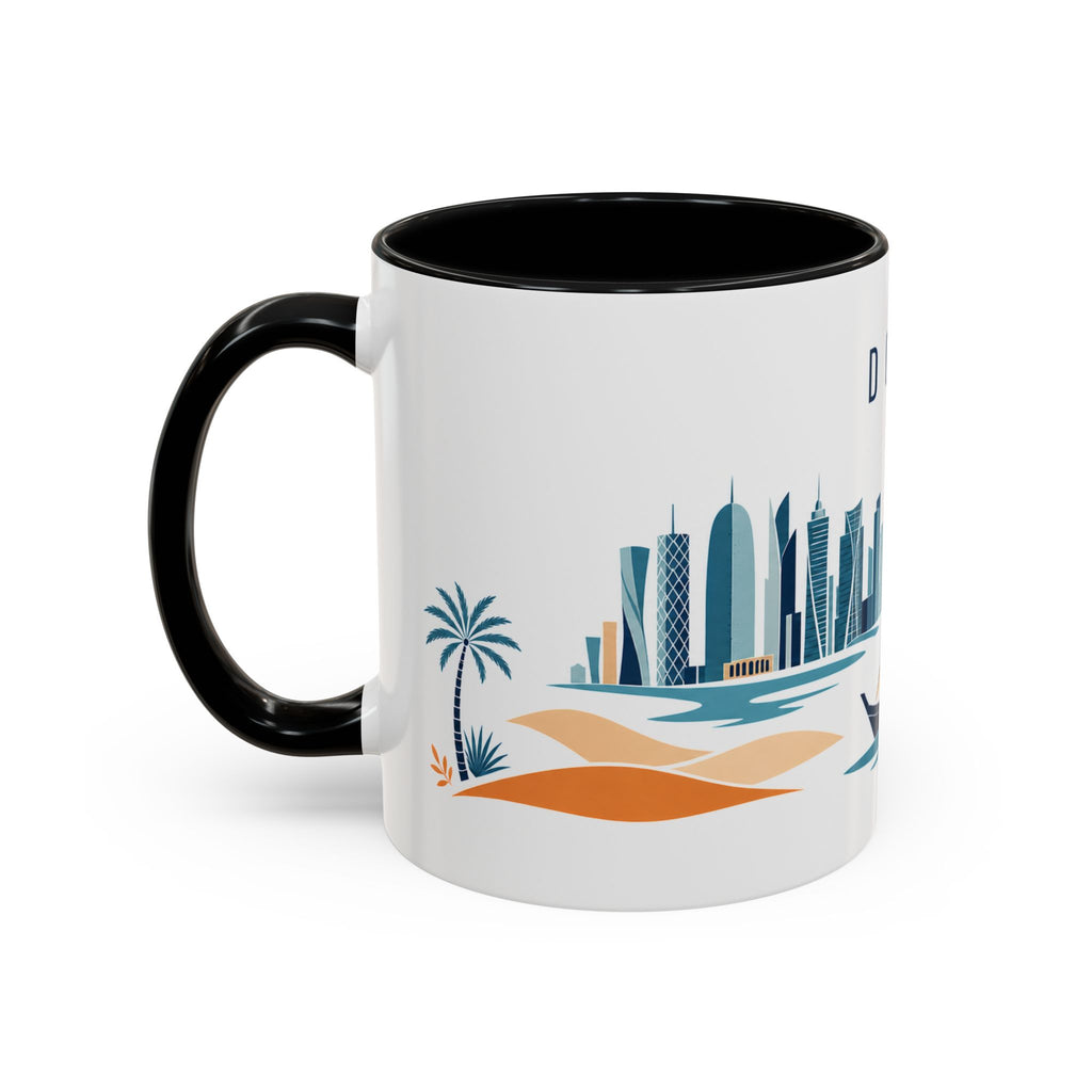 Doha Coffee Mug | Qatar Travel Souvenir | Porcelain Decal City Gift | 11oz 15oz Accent Mug
