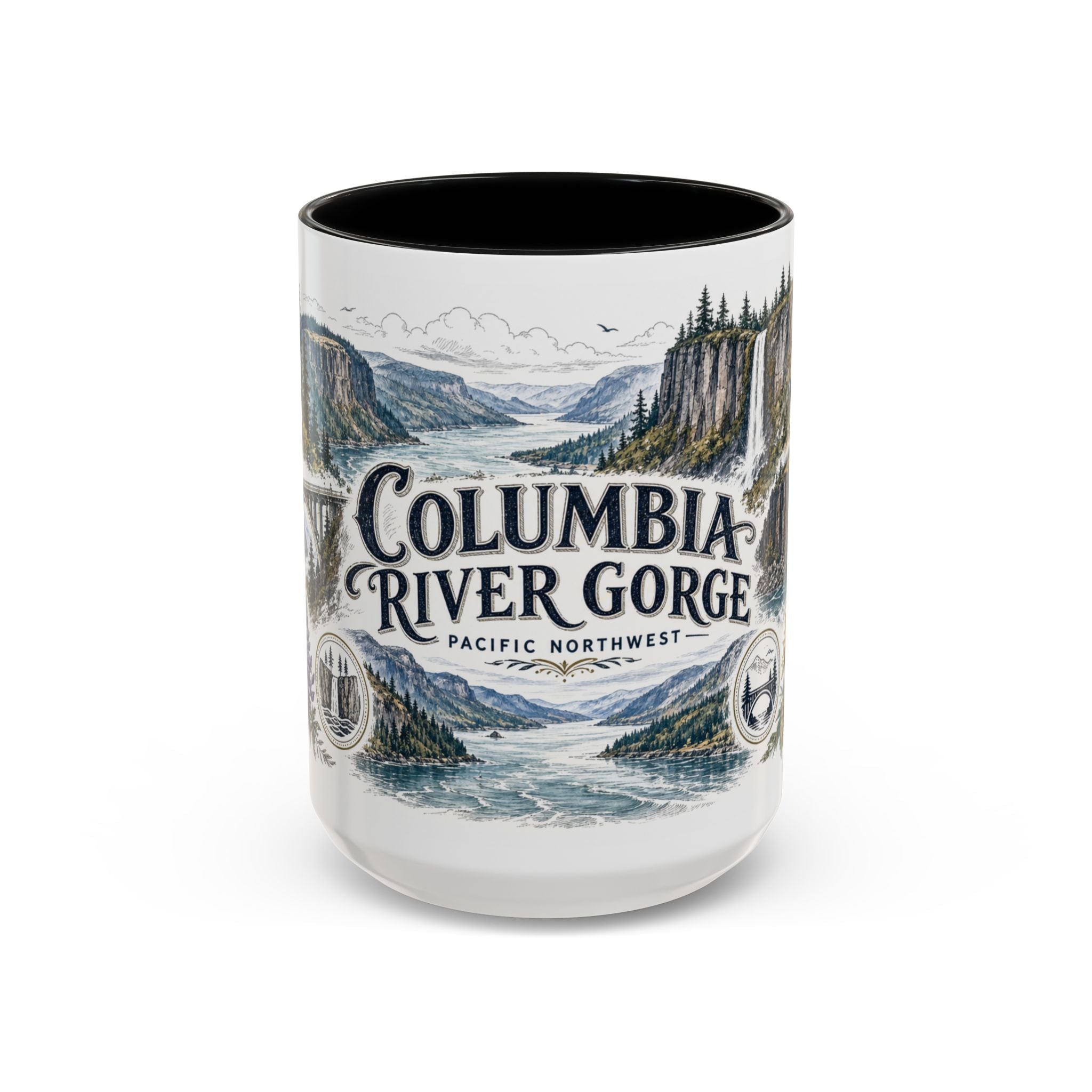 Columbia River Gorge Mug, Pacific Northwest Travel Souvenir, Bucket List Gift, Accent Ceramic Coffee Mug 11oz 15oz