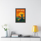 Rio de Janeiro Sunset Brazil Framed Poster | Vintage Travel Wall Art | Black Walnut White Frame | 16x24 20x30