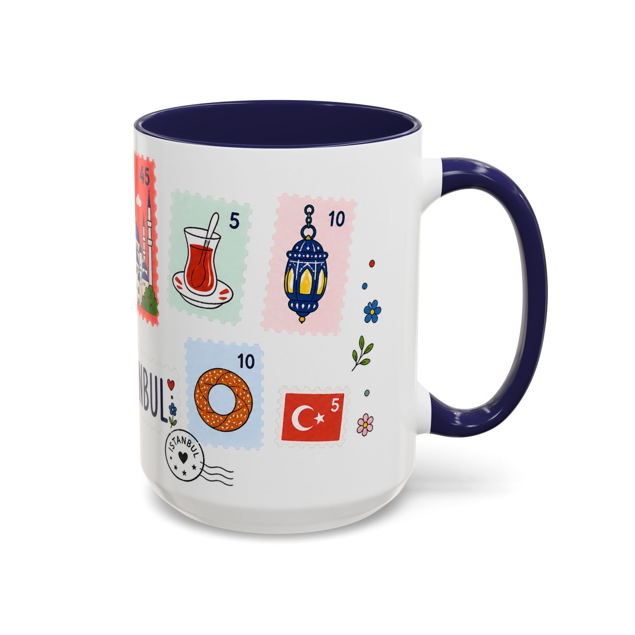 Istanbul Coffee Mug | Postage Stamp Collage Mug | Travel Souvenir Accent Cup 11oz 15oz
