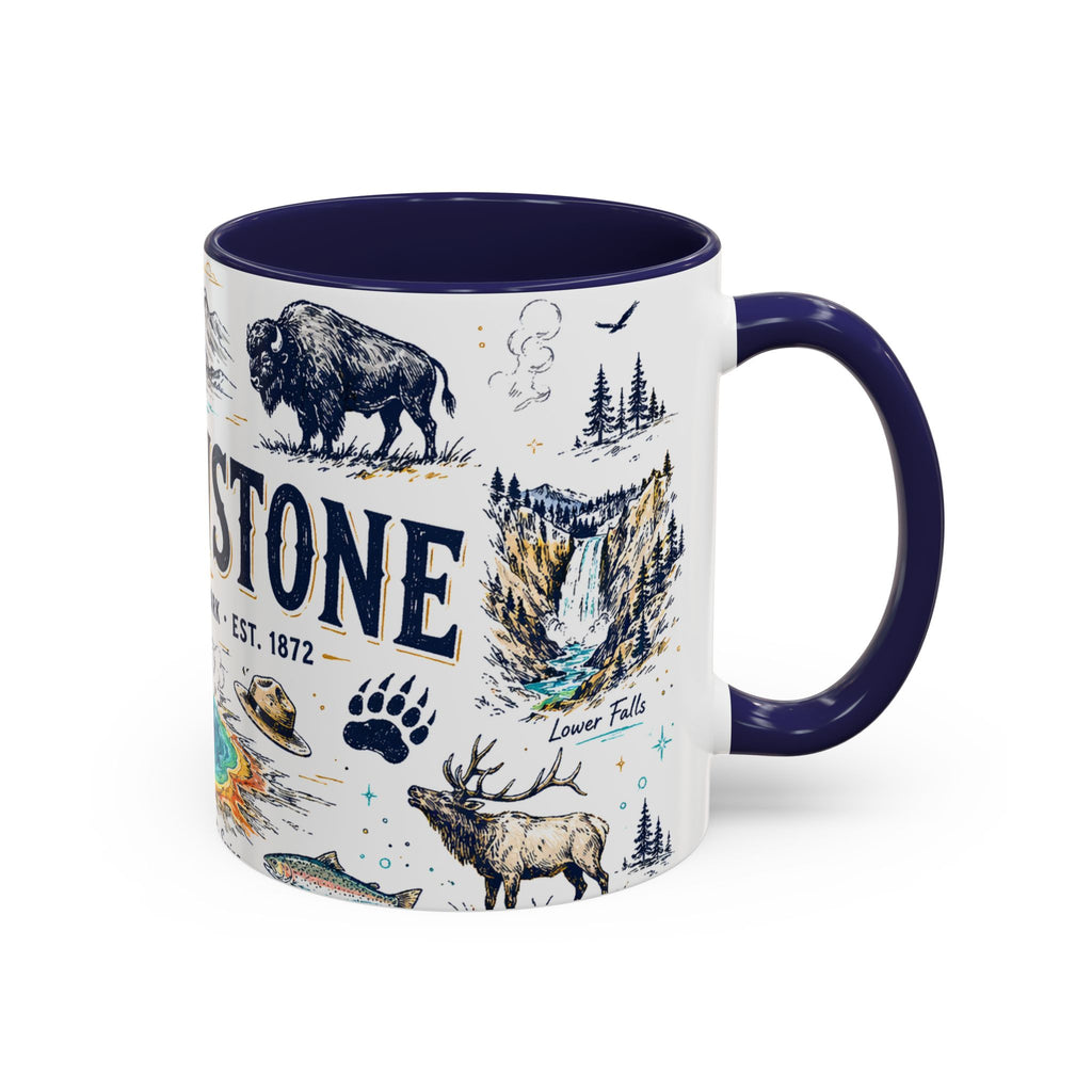 Yellowstone National Park Coffee Mug | Hiking Camping Nature Gift | Accent Color Ceramic 11oz 15oz