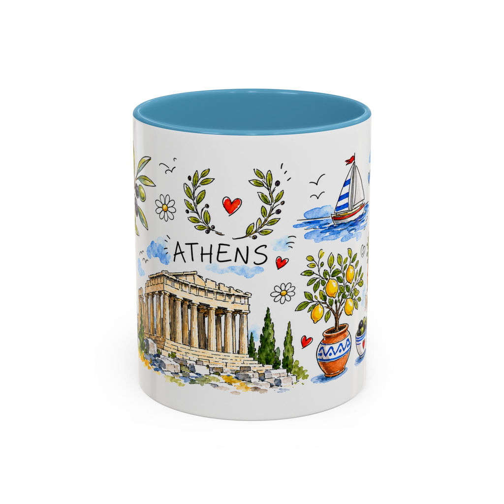 Athens Travel Mug | European City Souvenir Accent Coffee Mug | 11oz 15oz Ceramic Cup