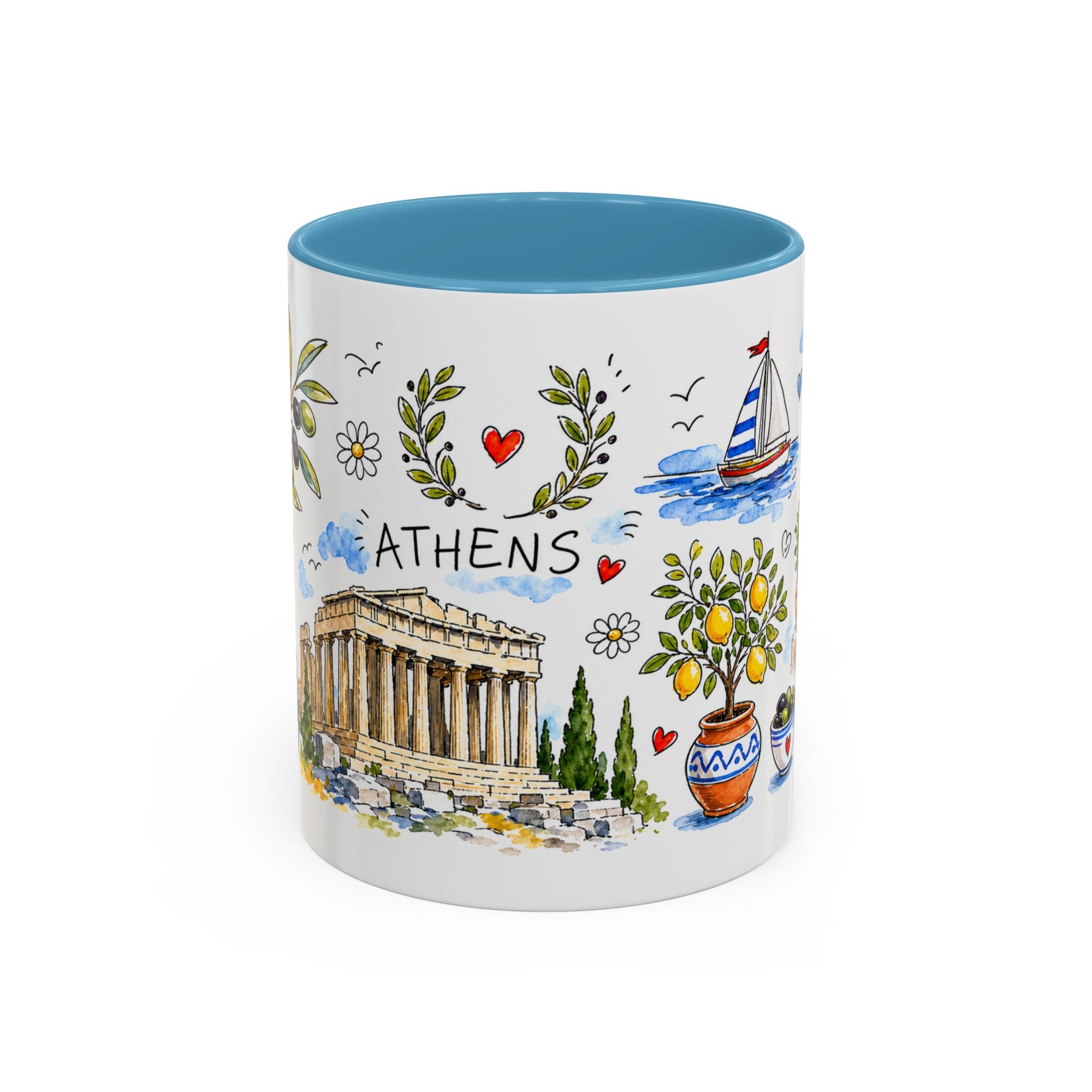 Athens Travel Mug | European City Souvenir Accent Coffee Mug | 11oz 15oz Ceramic Cup