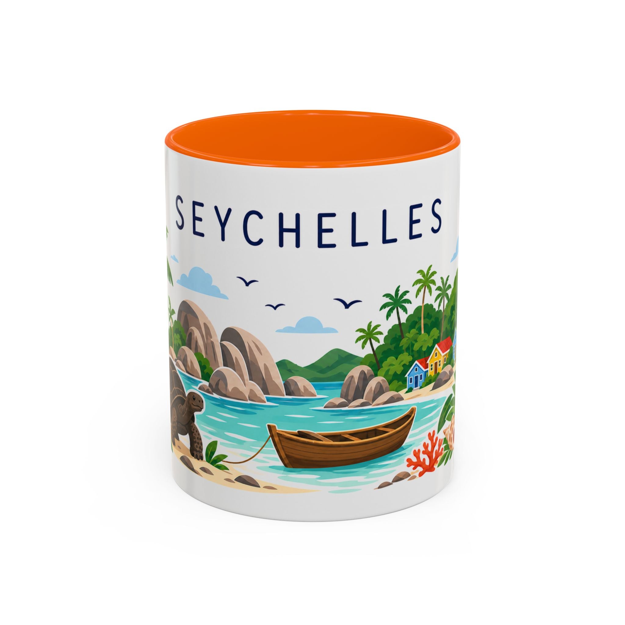 Seychelles Coffee Mug | Travel Destination Souvenir Gift | Accent Color Ceramic 11oz 15oz