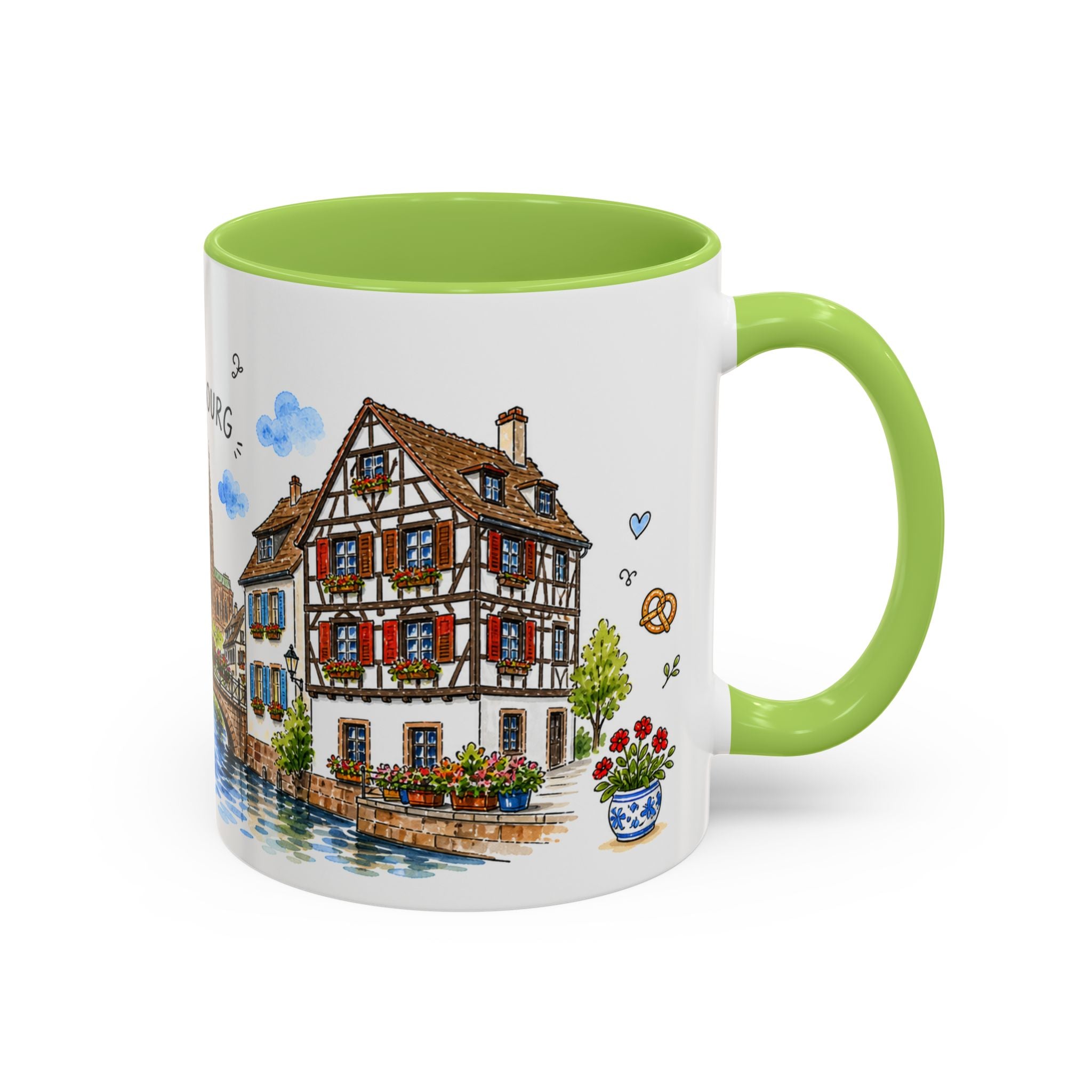 Strasbourg Illustrated Travel Mug | France Souvenir Accent Coffee Mug | 11oz 15oz Ceramic Cup