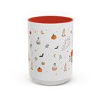 Friendly Ghost Halloween Mug | Pumpkin Flower Watercolor Gift | Accent Cup 11oz 15oz