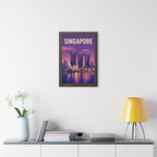Singapore Marina Bay Singapore Framed Poster | Vintage Travel Wall Art | Black Walnut White Frame | 16x24 20x30