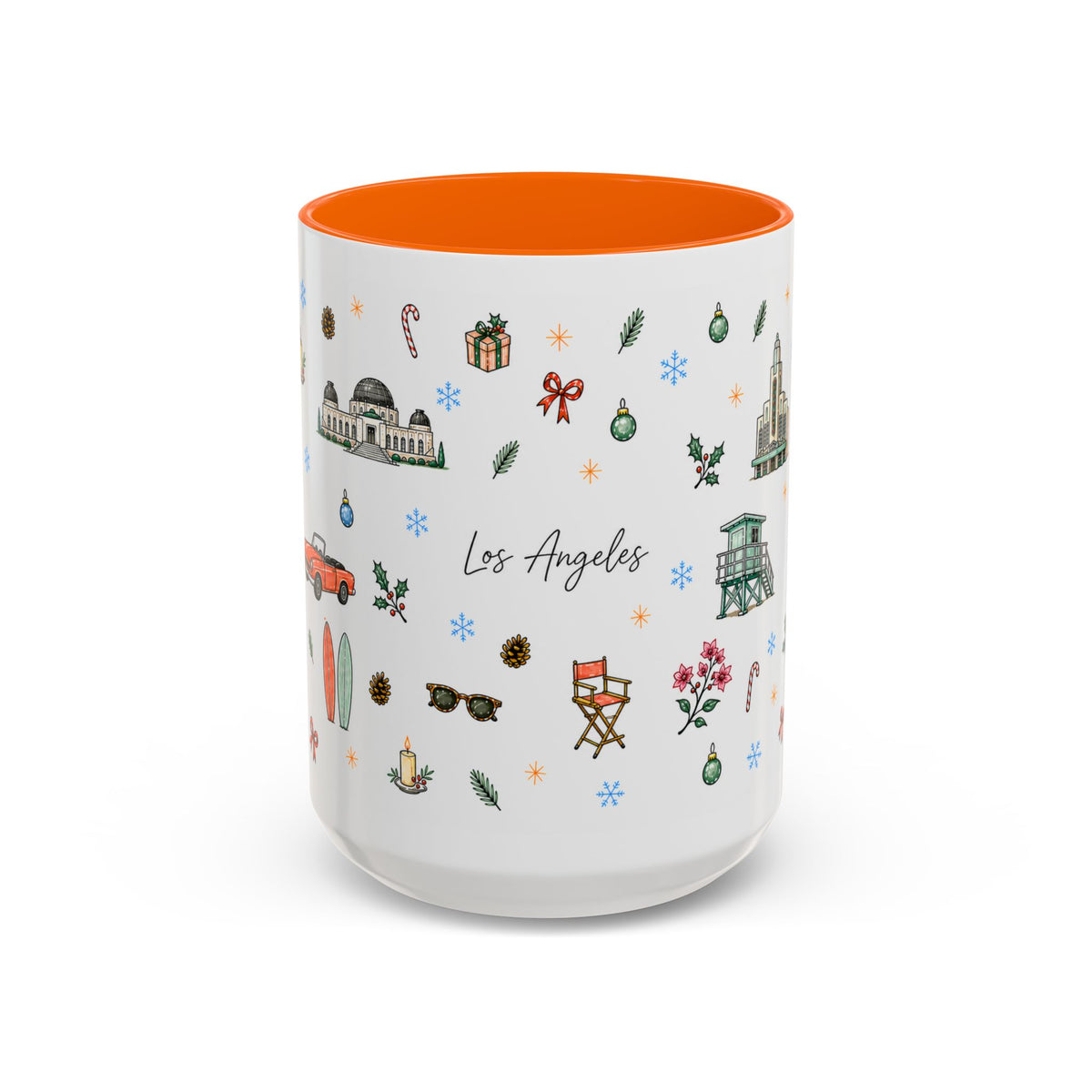 Los Angeles Christmas Mug | Watercolor City Souvenir | Ceramic Coffee Cup (11oz or 15oz)