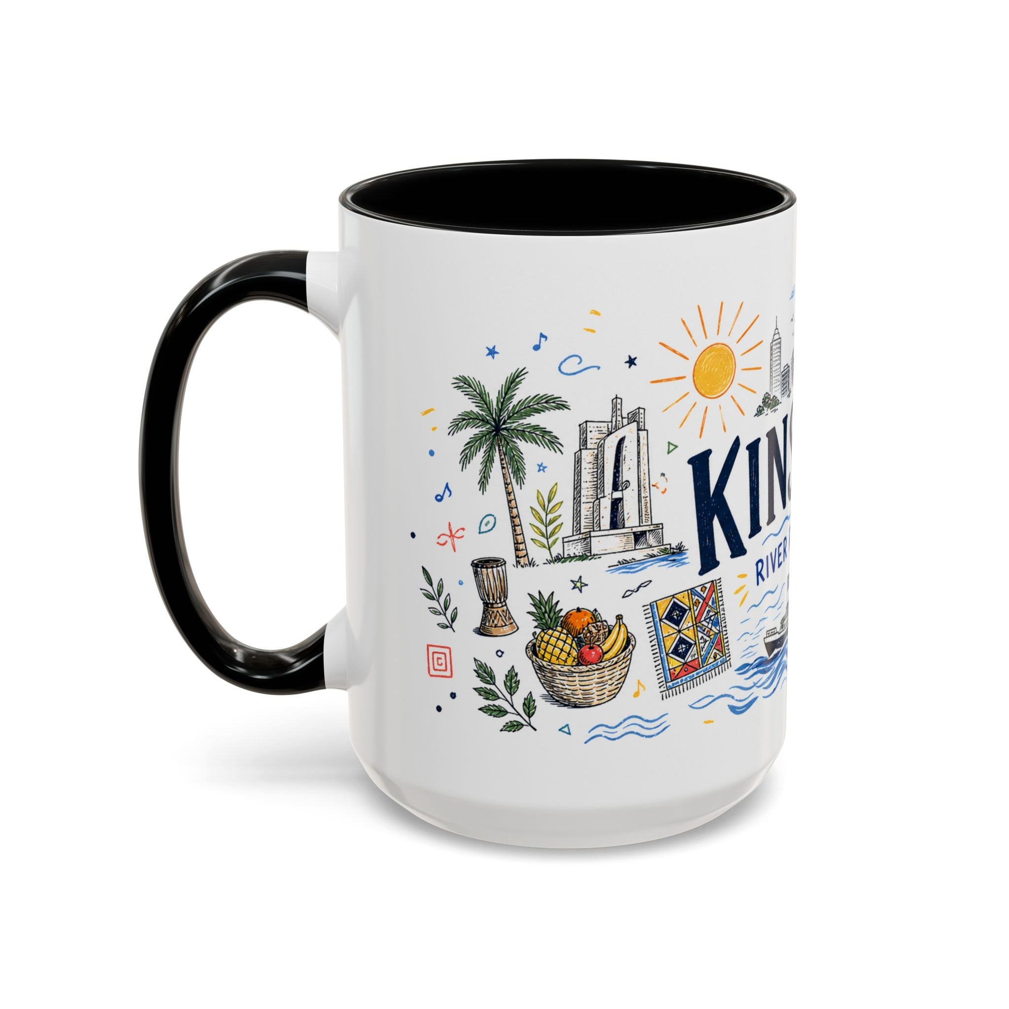Kinshasa Coffee Mug | DR Congo Souvenir Travel Gift | Accent Color Ceramic 11oz 15oz