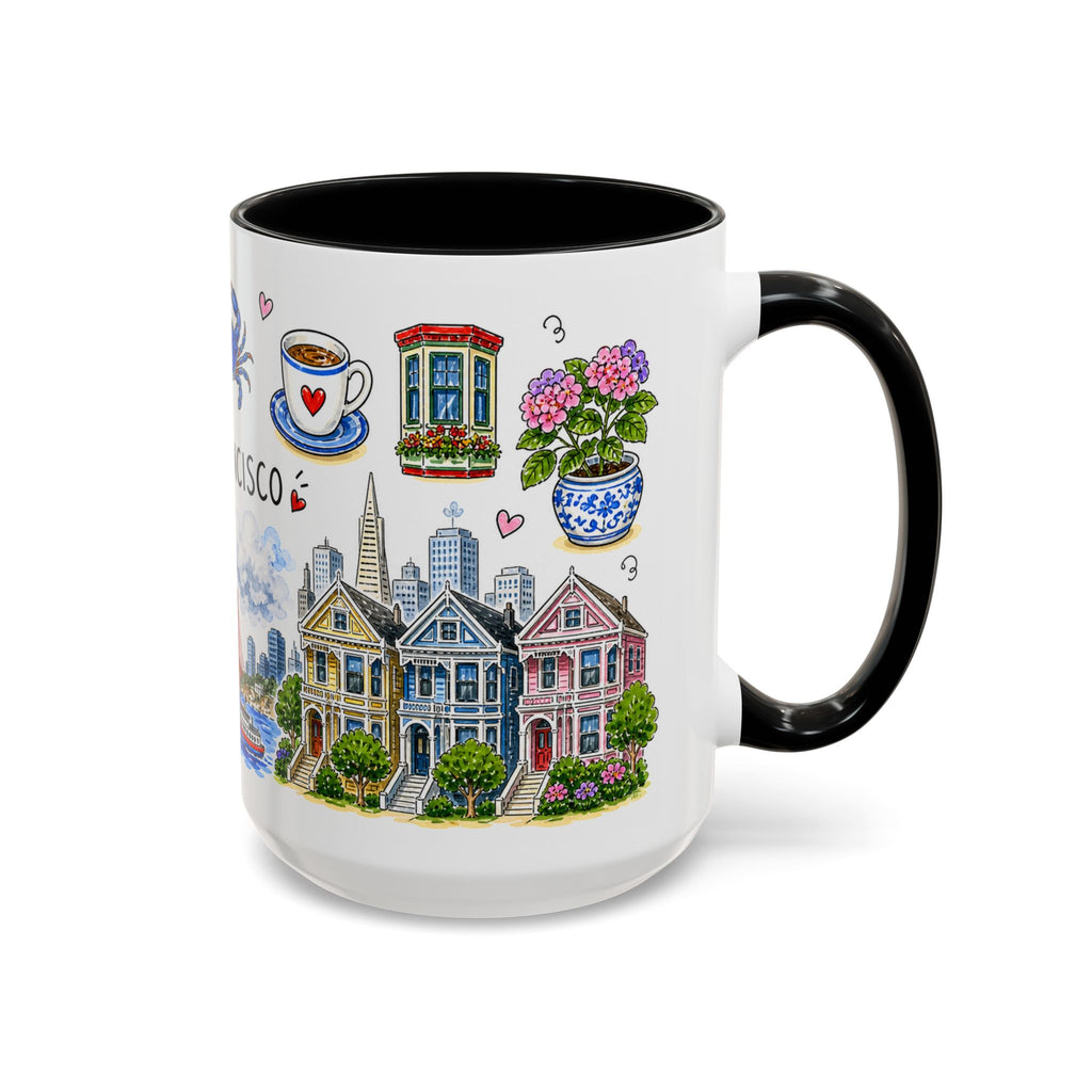 San Francisco Illustrated Travel Mug | City Souvenir Accent Coffee Mug | 11oz 15oz Ceramic Cup