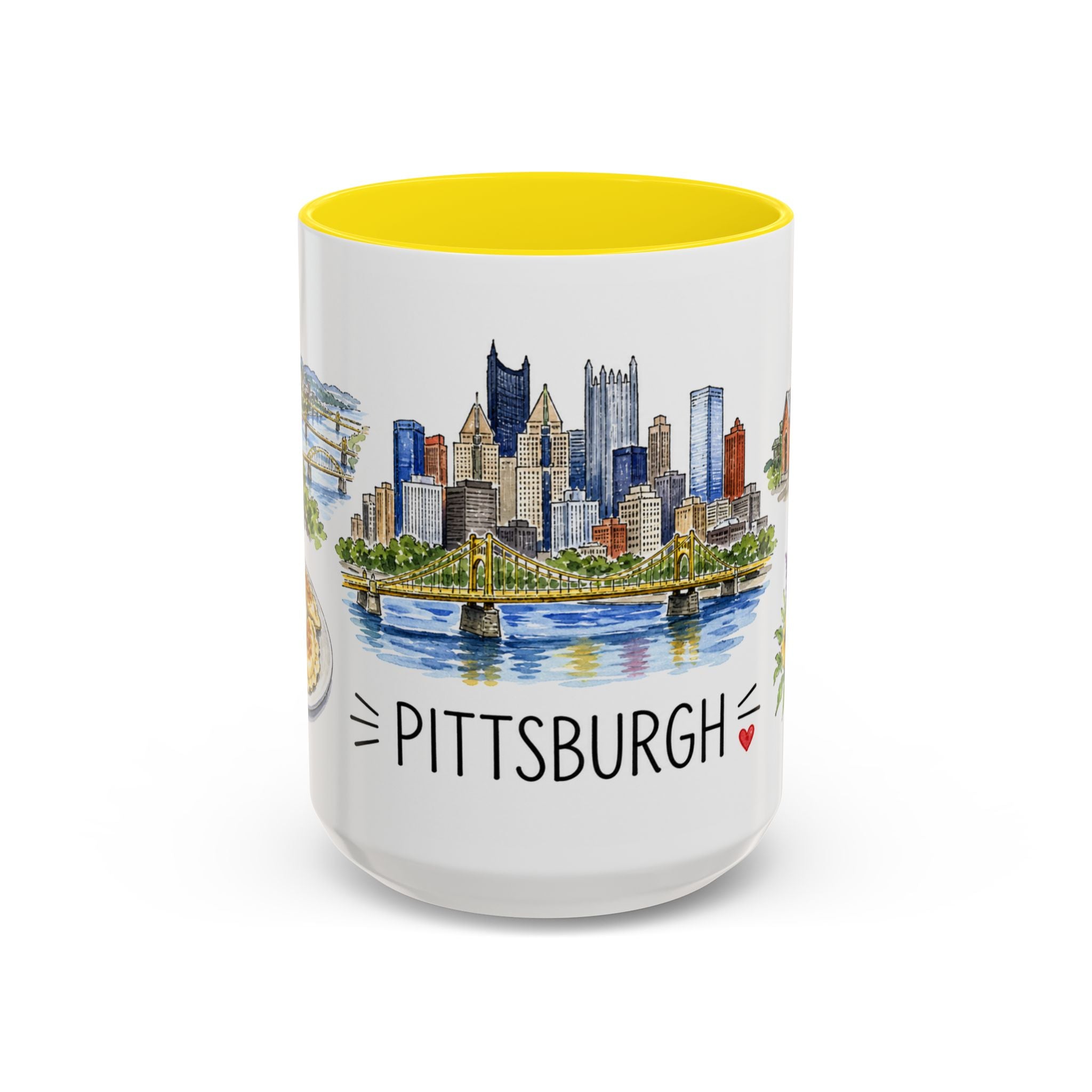 Pittsburgh Illustrated Travel Mug | City Souvenir Accent Coffee Mug | 11oz 15oz Ceramic Cup