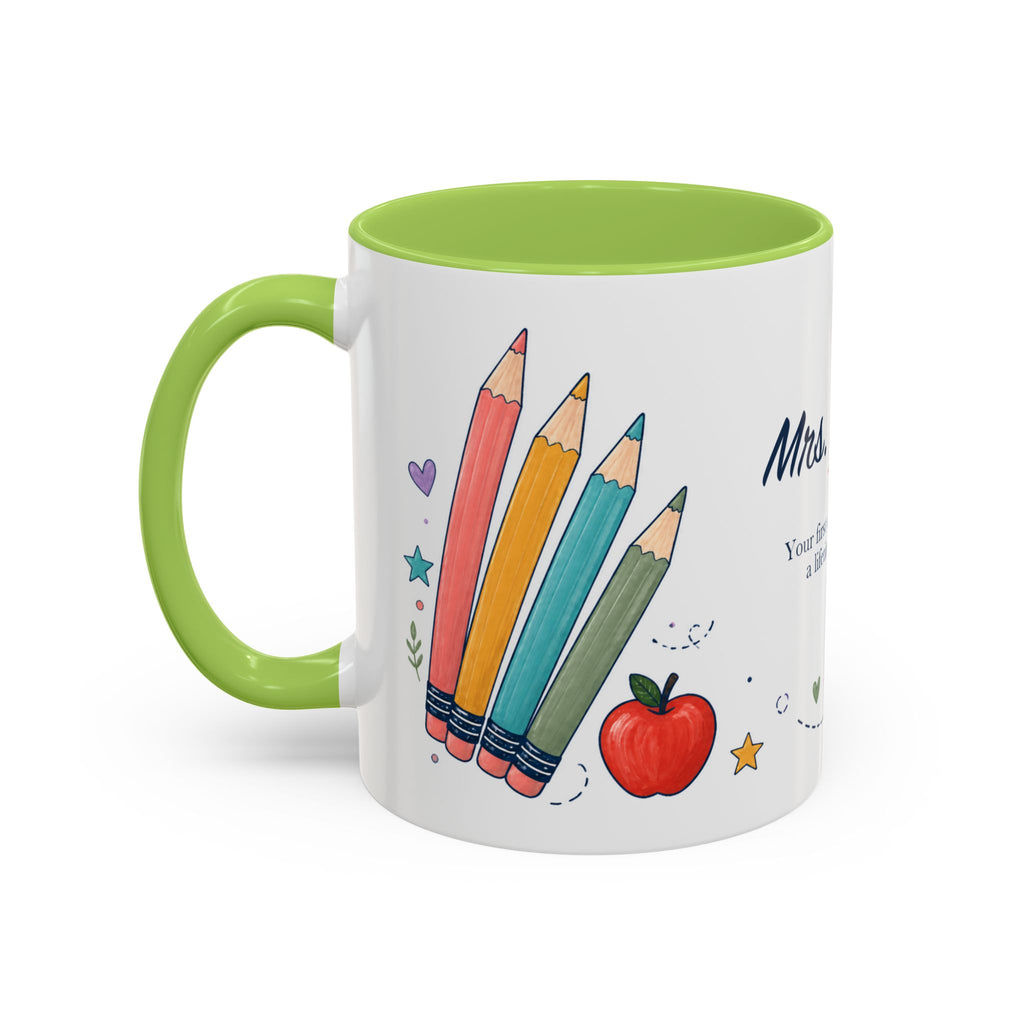 Personalized First Year Teacher Mug | Custom Name Pencil Coffee Cup