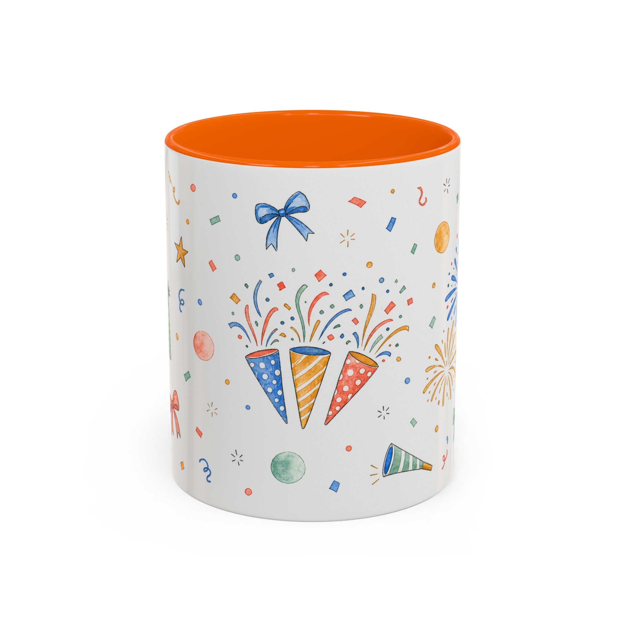 New Year Confetti Mug | Party Popper Watercolor Celebration Gift | Accent Cup 11oz 15oz
