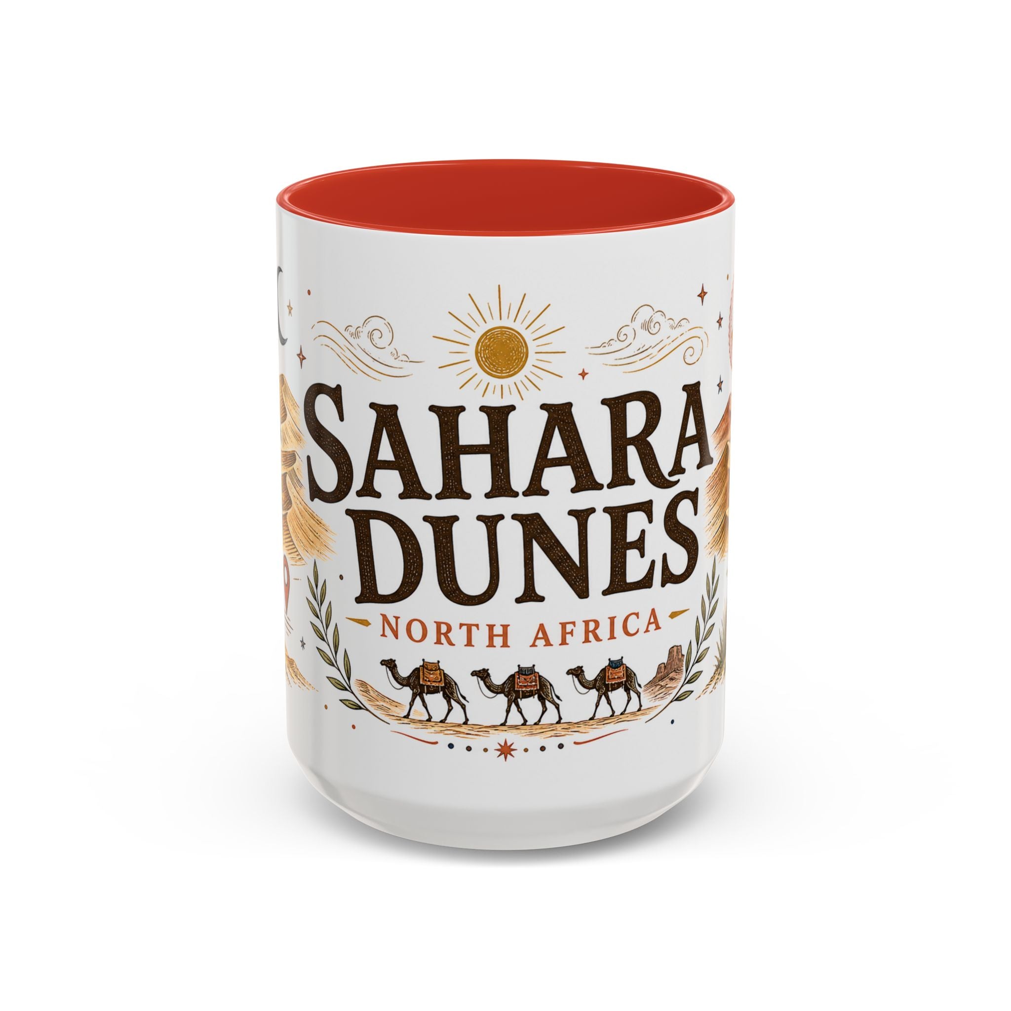Sahara Dunes Coffee Mug | Travel Destination Souvenir Gift | Accent Color Ceramic 11oz 15oz