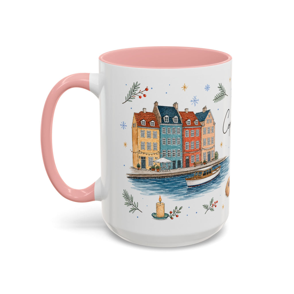 Copenhagen Christmas Mug | Watercolor Travel Souvenir | Holiday Gift | Accent Ceramic Coffee Cup 11oz 15oz