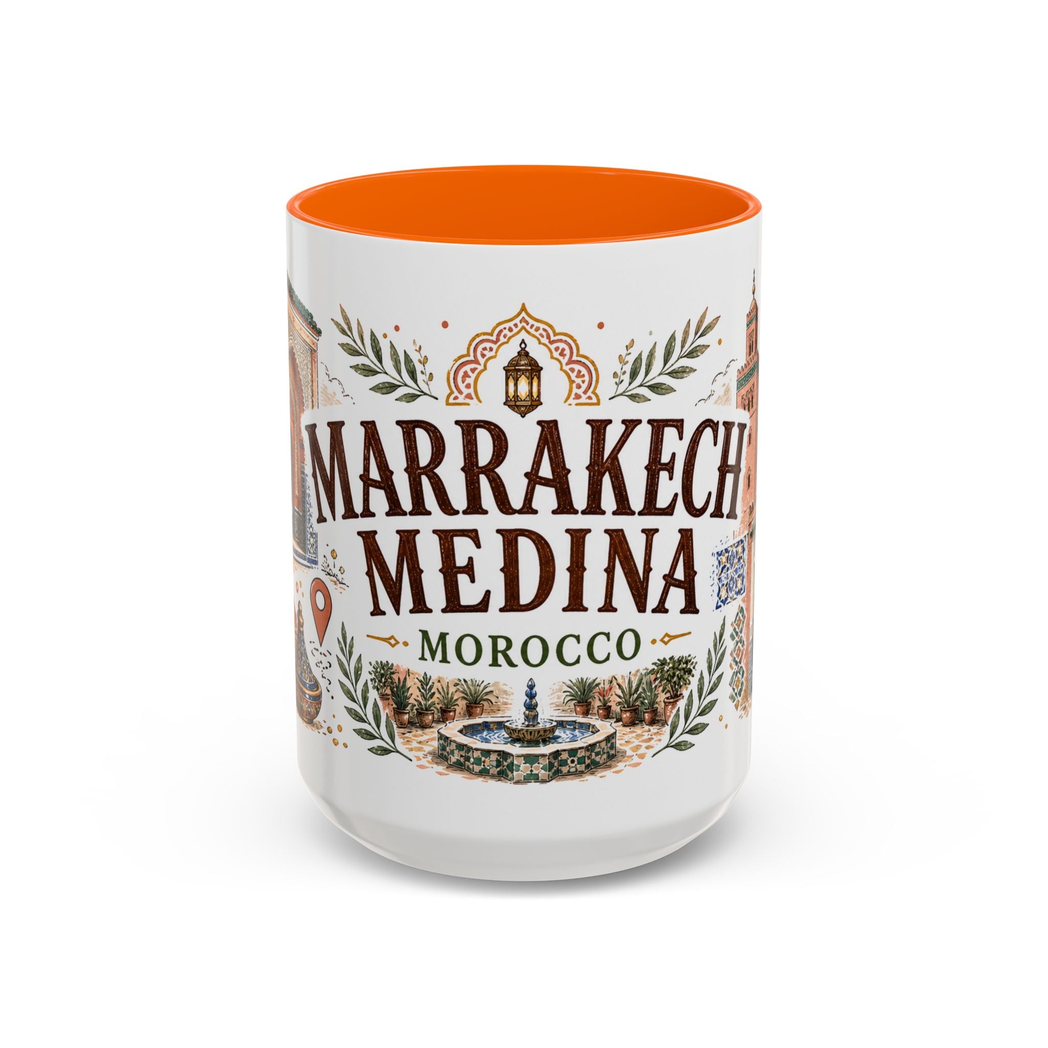 Marrakech Medina Coffee Mug | Travel Destination Souvenir Gift | Accent Color Ceramic 11oz 15oz
