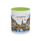 Strasbourg Illustrated Travel Mug | France Souvenir Accent Coffee Mug | 11oz 15oz Ceramic Cup