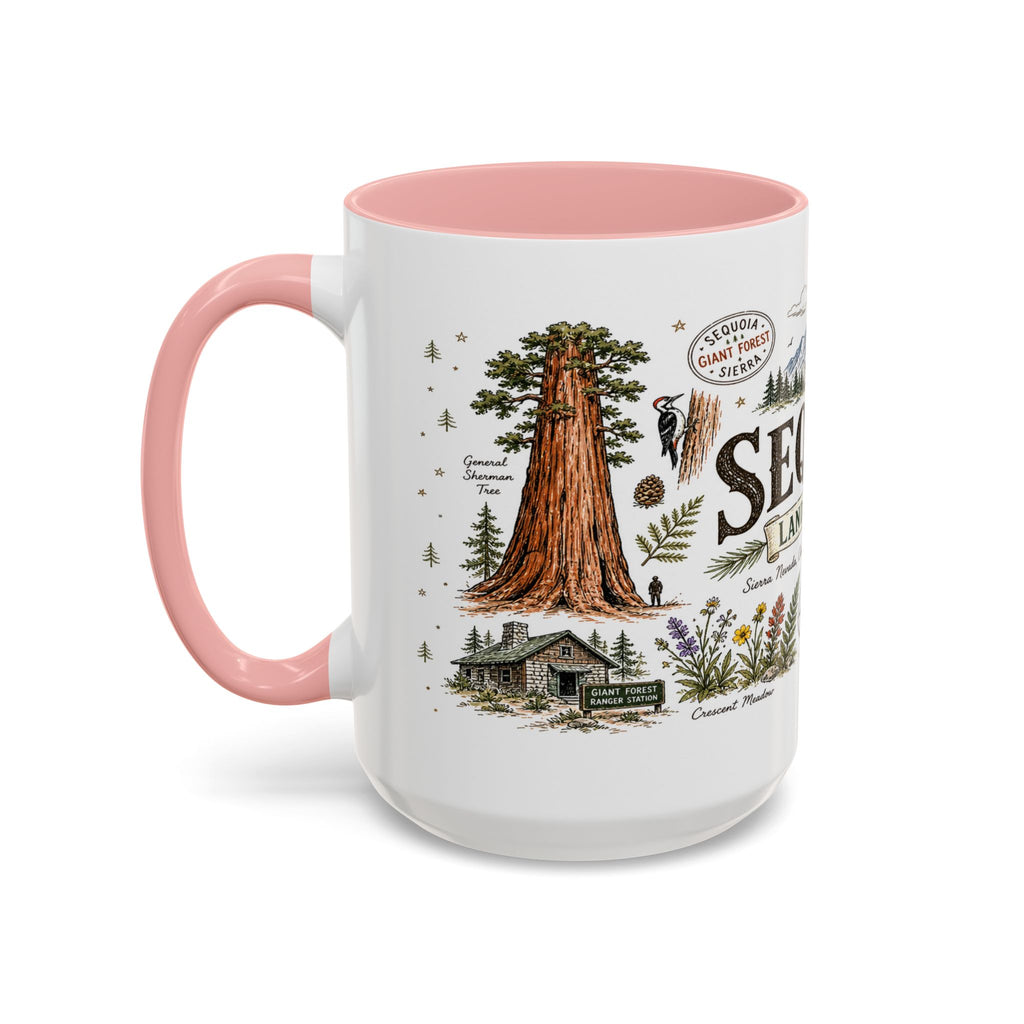 Sequoia Coffee Mug | National Park Hiking California Gift | Accent Color Ceramic 11oz 15oz