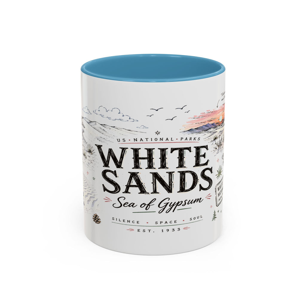White Sands National Park Coffee Mug | New Mexico Desert Sand Dunes Gift | Accent Color Ceramic 11oz 15oz