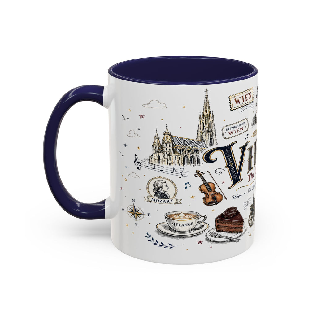 Vienna Coffee Mug | Austria Souvenir Travel Gift | Accent Color Ceramic 11oz 15oz