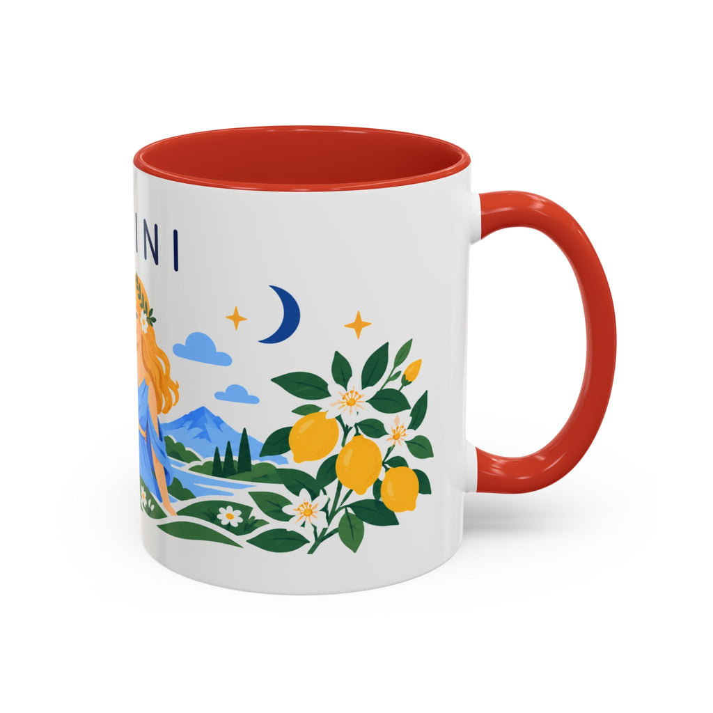 Gemini Zodiac Coffee Mug | Twins and Floral Design | Astrology Birthday Gift | 11 oz 15 oz Ceramic Accent Mug