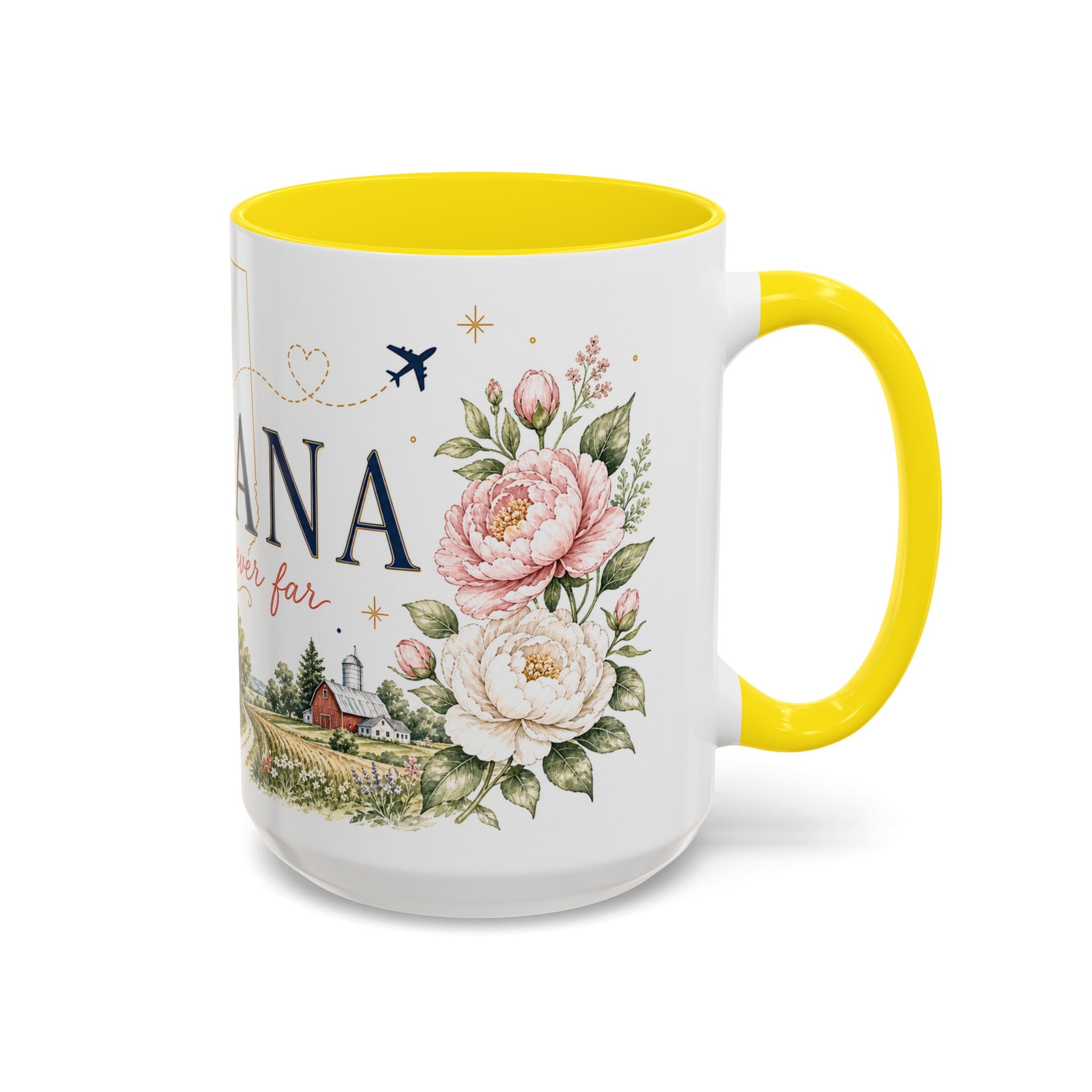 Indiana State Mug | Moving Away, Long Distance Friendship Gift | Botanical Map Accent Cup