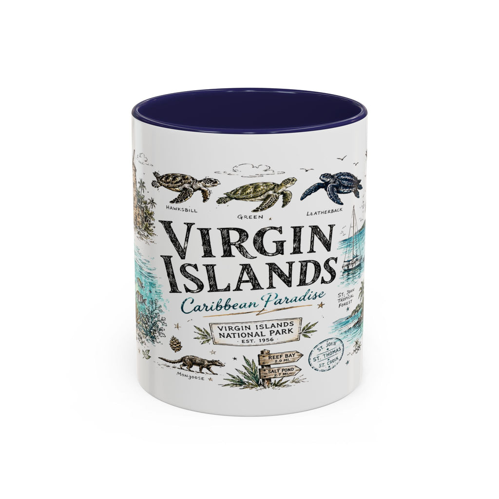 Virgin Islands National Park Coffee Mug | Caribbean Beach Snorkeling Reef Gift | Accent Color Ceramic 11oz 15oz